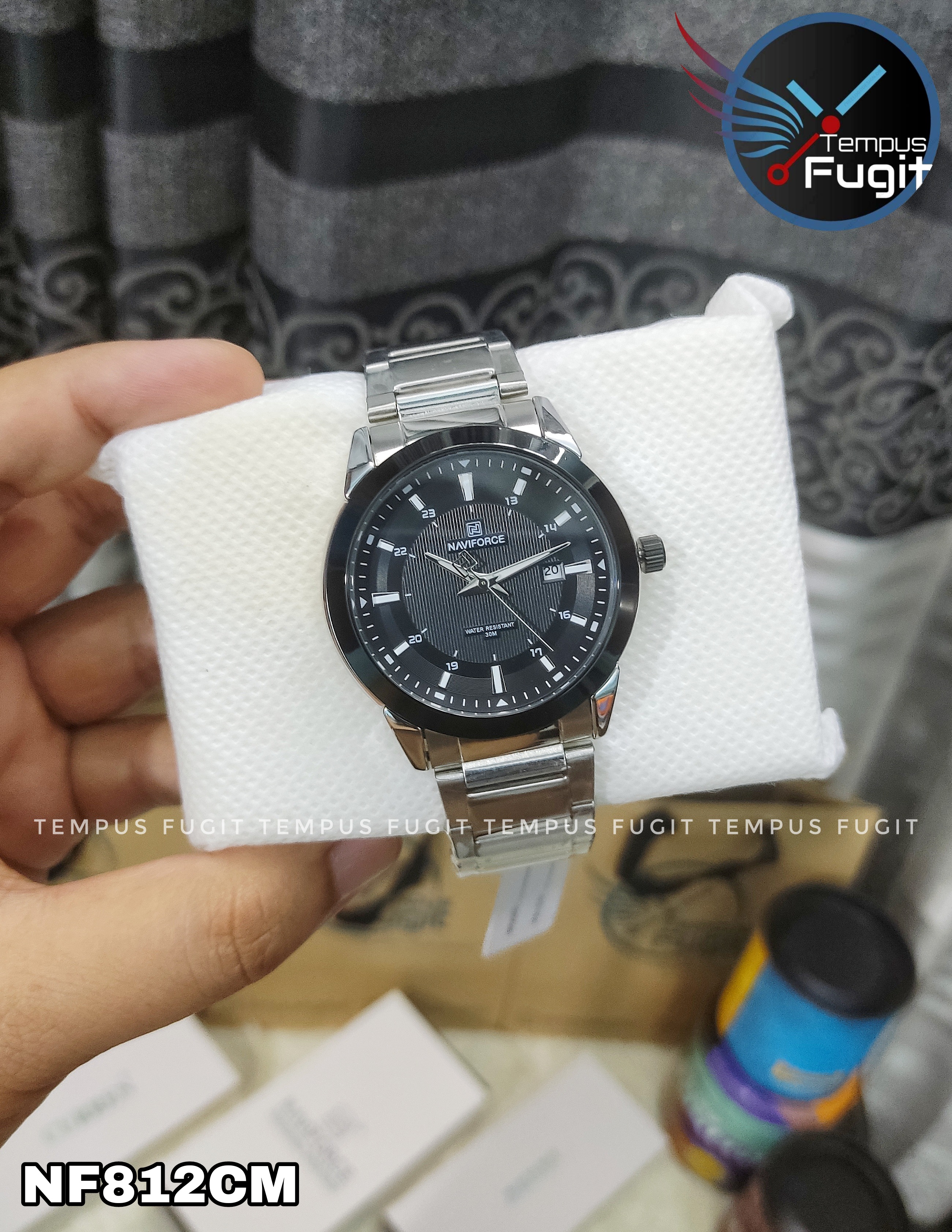 Naviforce 8029 Gents Chain Watch - Black Dial- Black Bezel- Silver Chain- TF Code NF812CM_img_14