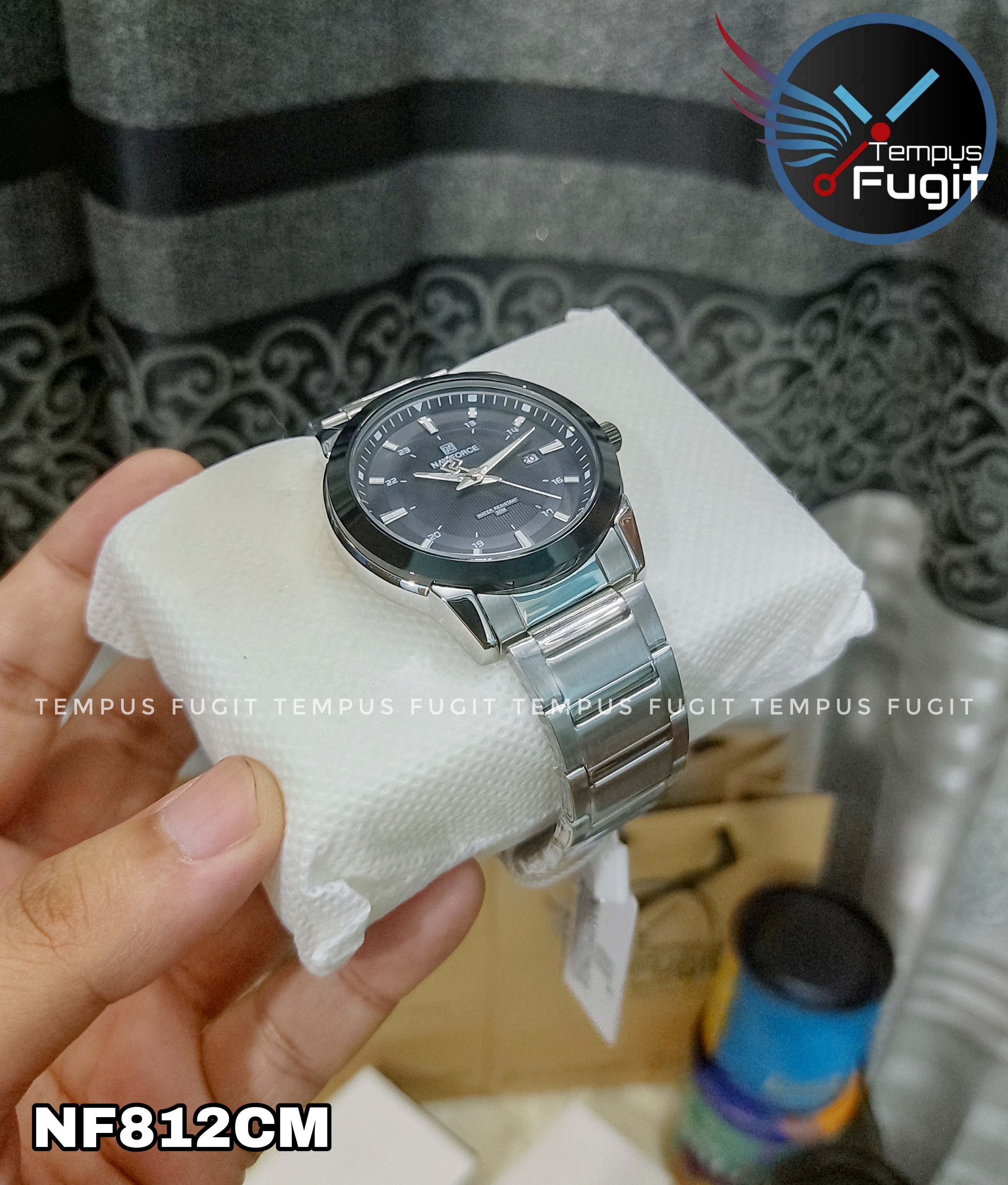 Naviforce 8029 Gents Chain Watch - Black Dial- Black Bezel- Silver Chain- TF Code NF812CM_img_15