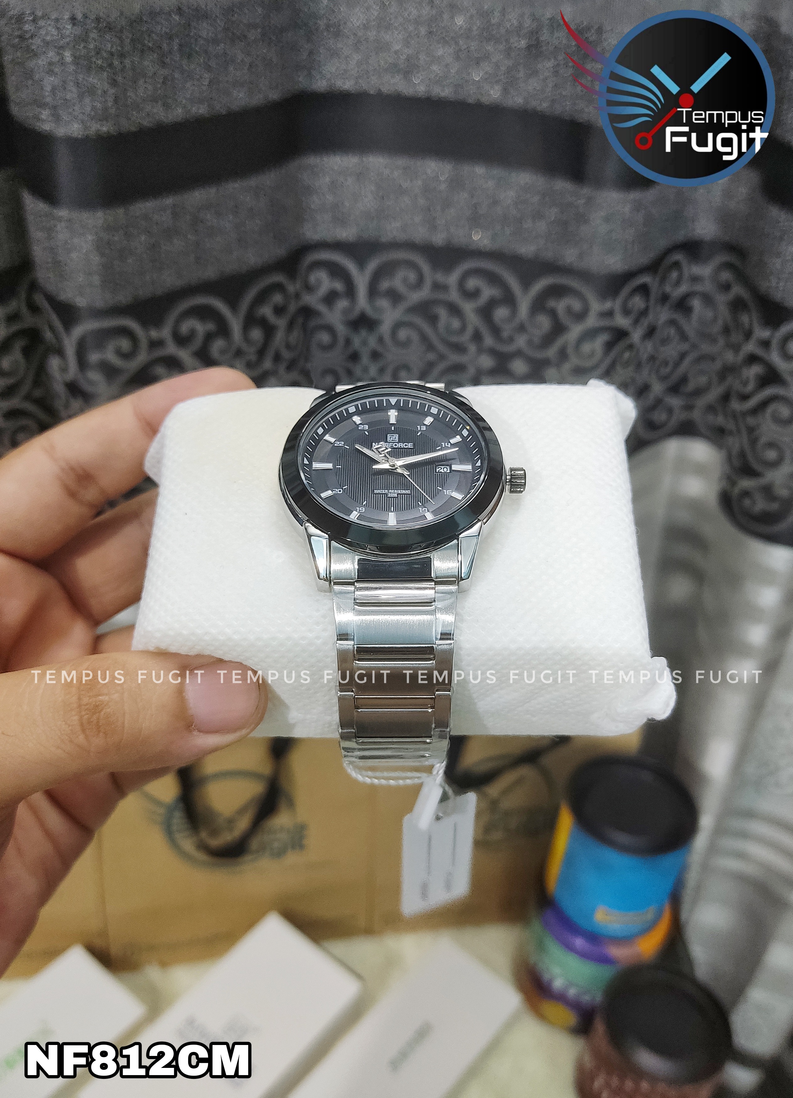 Naviforce 8029 Gents Chain Watch - Black Dial- Black Bezel- Silver Chain- TF Code NF812CM_img_16