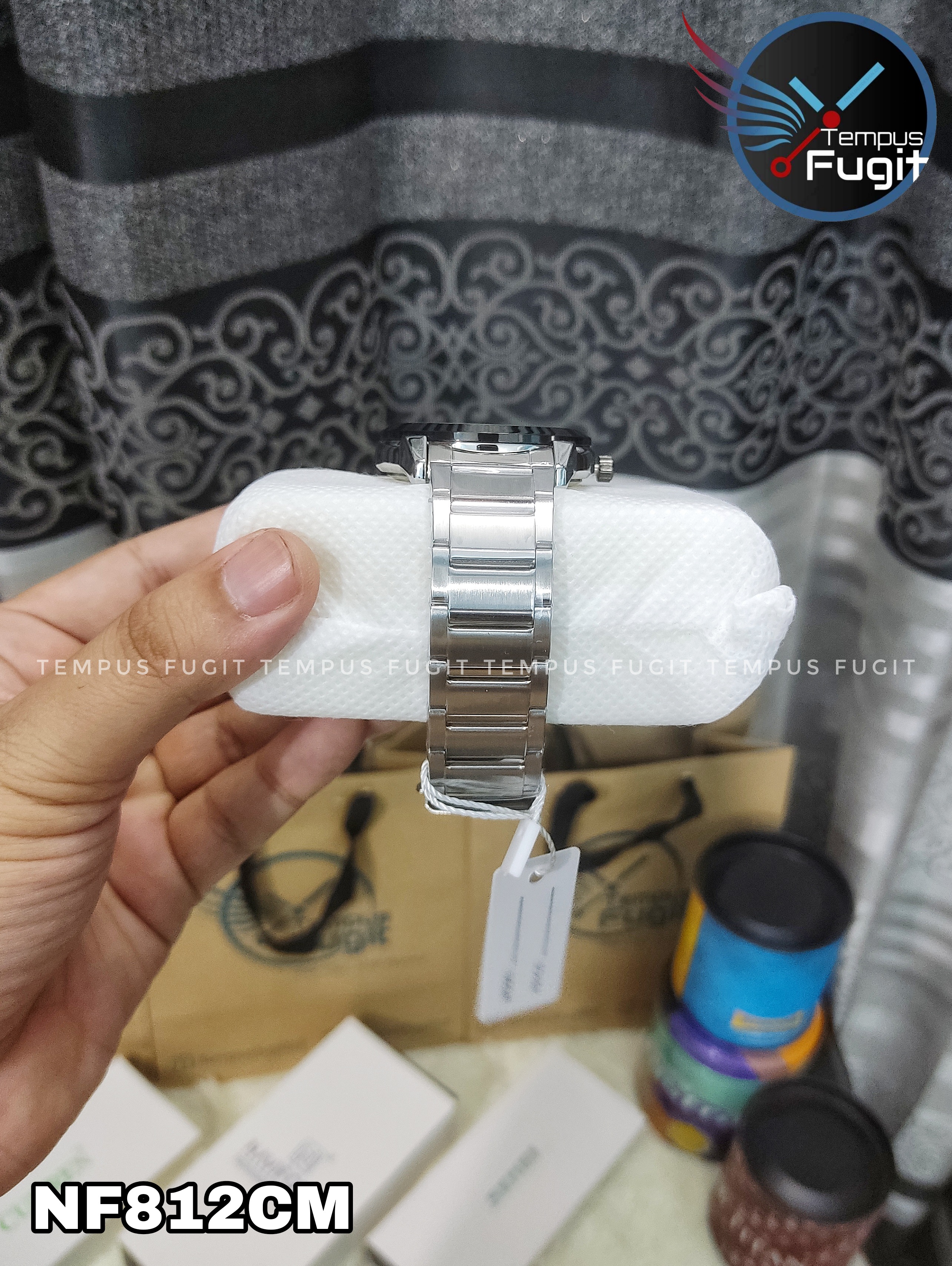 Naviforce 8029 Gents Chain Watch - Black Dial- Black Bezel- Silver Chain- TF Code NF812CM_img_17