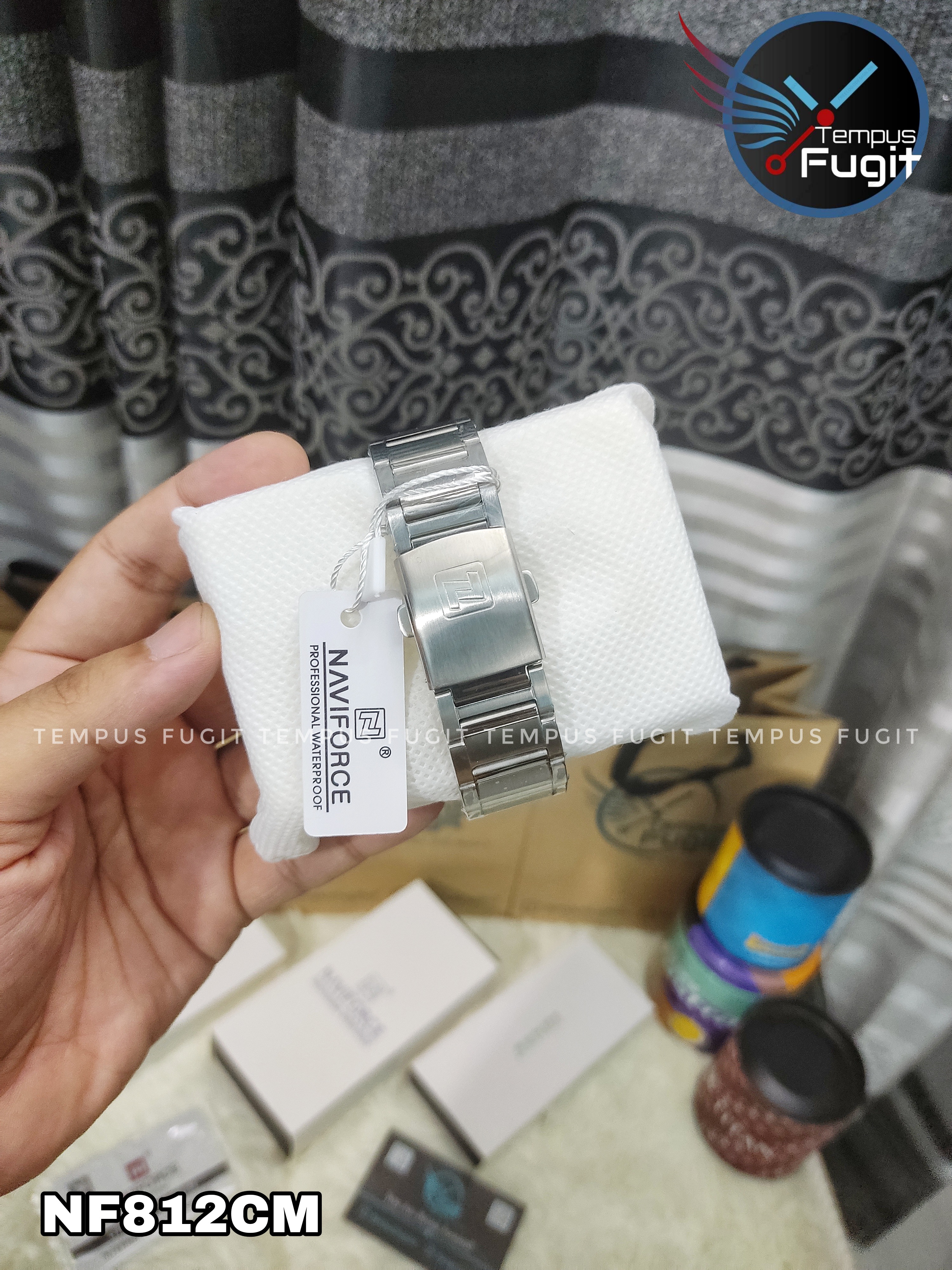 Naviforce 8029 Gents Chain Watch - Black Dial- Black Bezel- Silver Chain- TF Code NF812CM_img_18