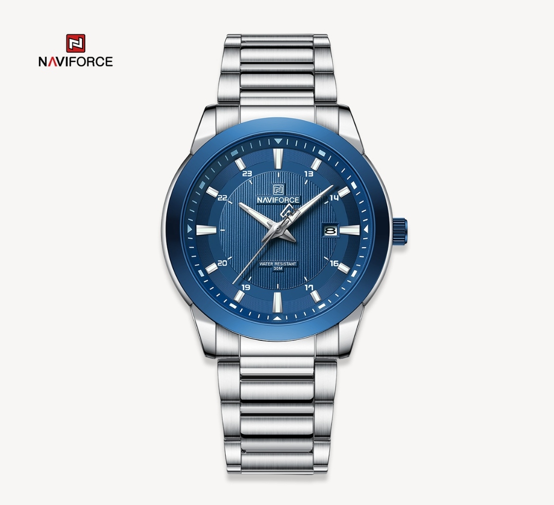 Naviforce 8029 Gents Chain Watch - Blue Dial- Blue Bezel- Silver Chain- TF Code NF813CM_img_0