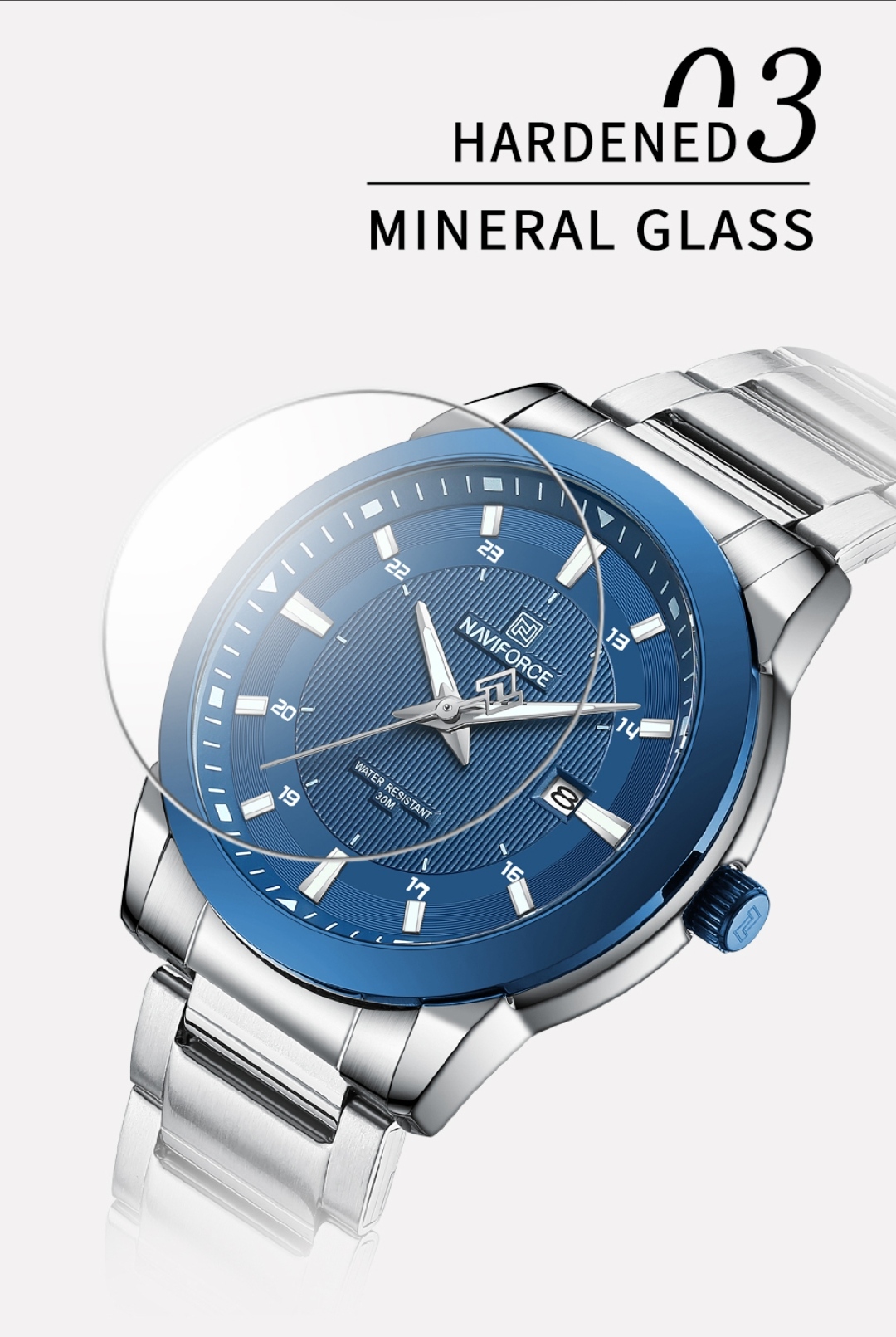 Naviforce 8029 Gents Chain Watch - Blue Dial- Blue Bezel- Silver Chain- TF Code NF813CM_img_5