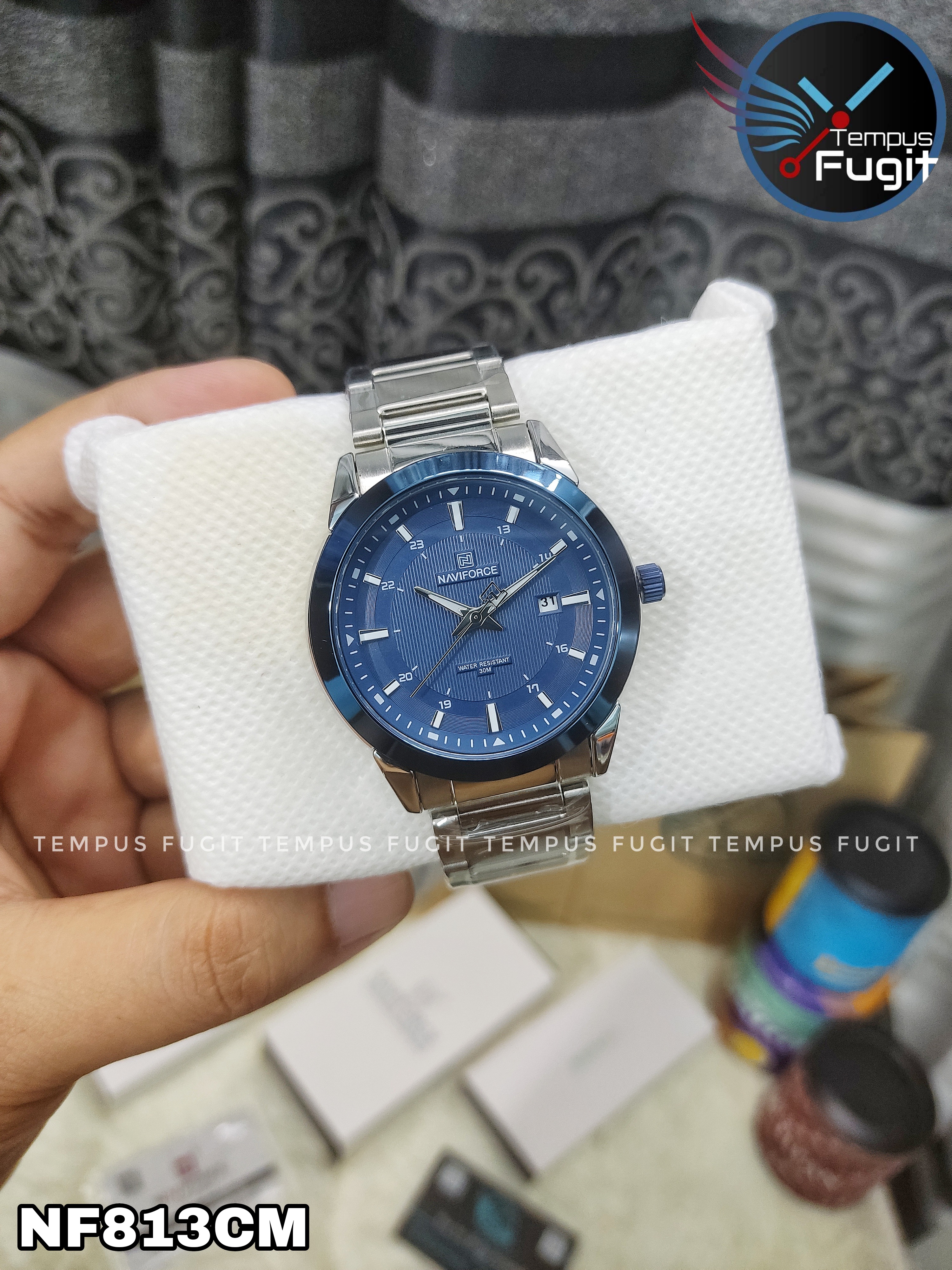 Naviforce 8029 Gents Chain Watch - Blue Dial- Blue Bezel- Silver Chain- TF Code NF813CM_img_13