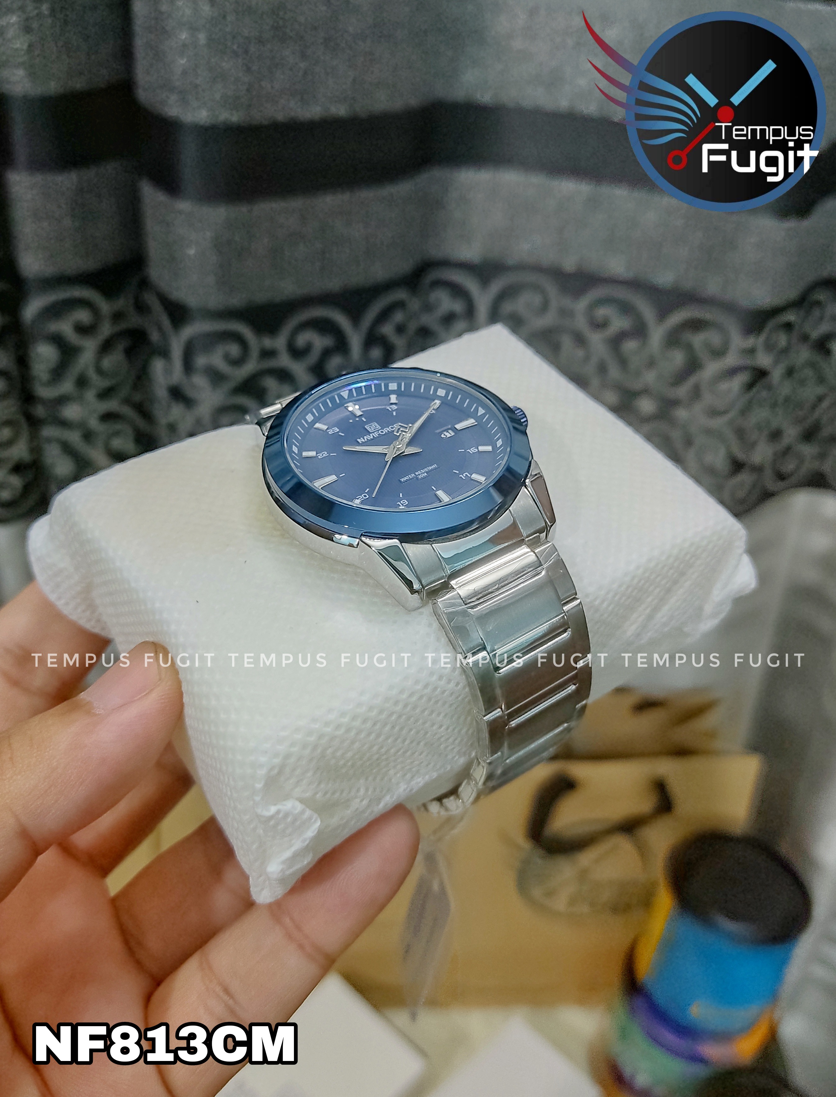 Naviforce 8029 Gents Chain Watch - Blue Dial- Blue Bezel- Silver Chain- TF Code NF813CM_img_14