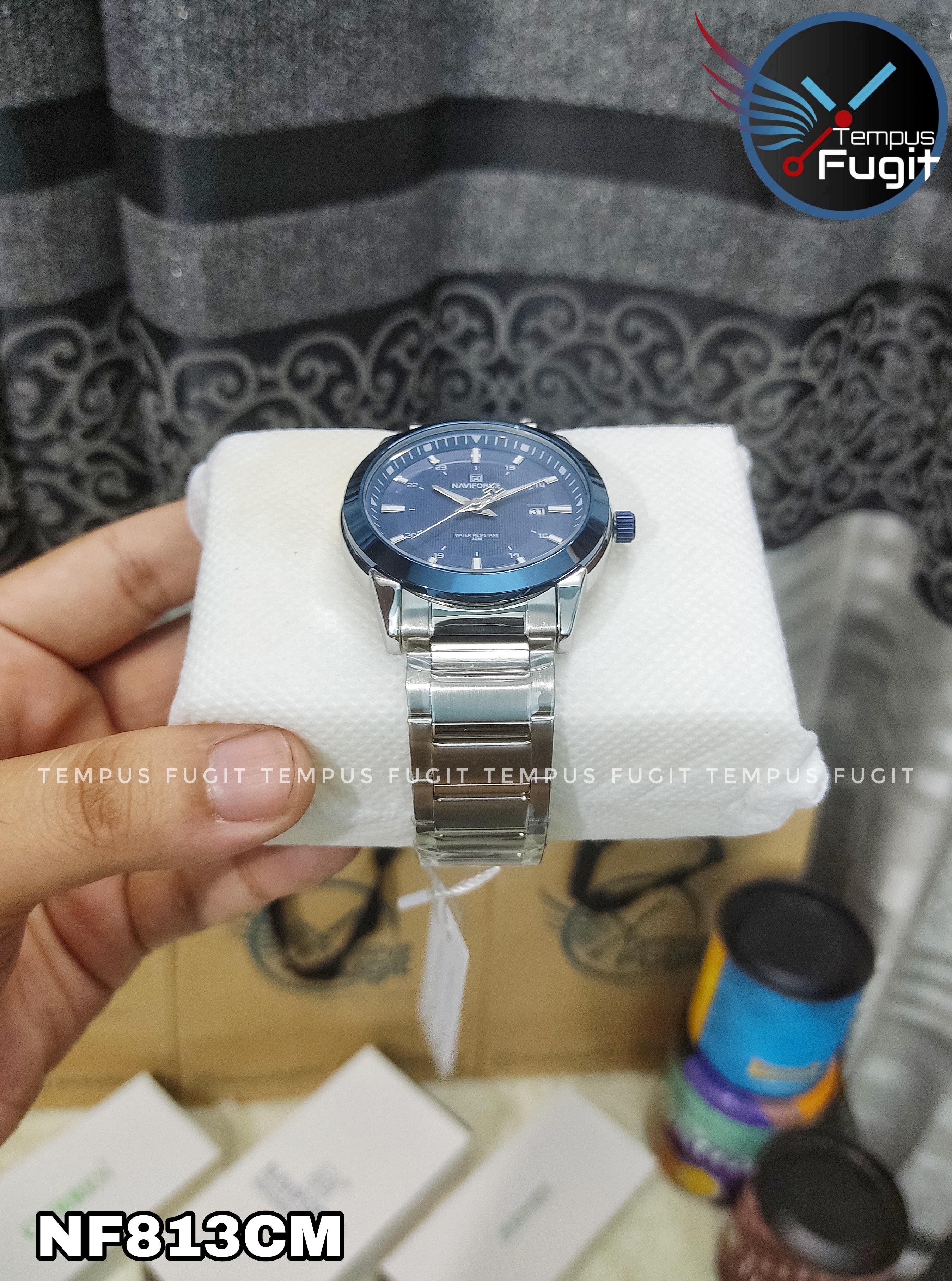 Naviforce 8029 Gents Chain Watch - Blue Dial- Blue Bezel- Silver Chain- TF Code NF813CM_img_15