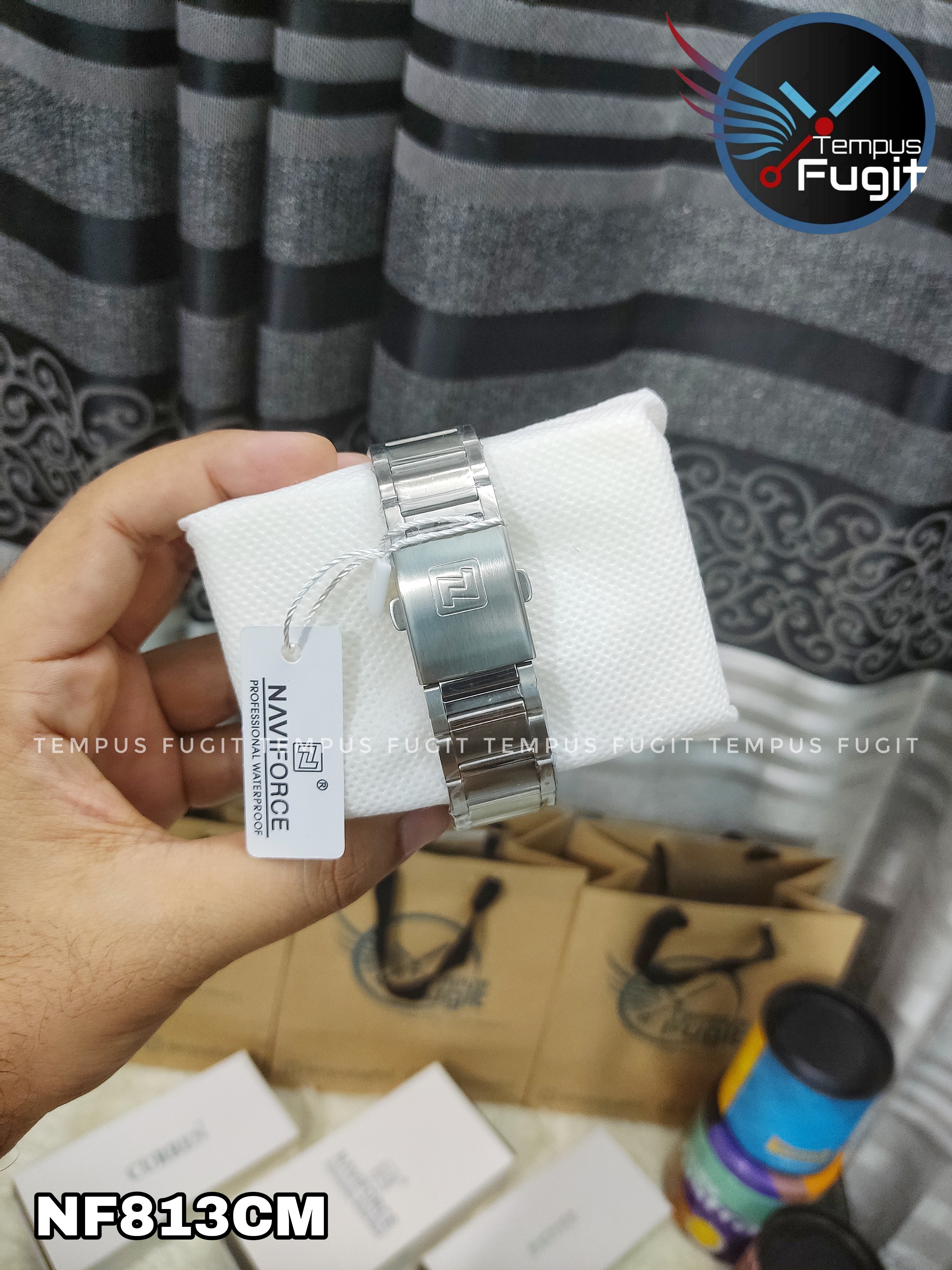 Naviforce 8029 Gents Chain Watch - Blue Dial- Blue Bezel- Silver Chain- TF Code NF813CM_img_17