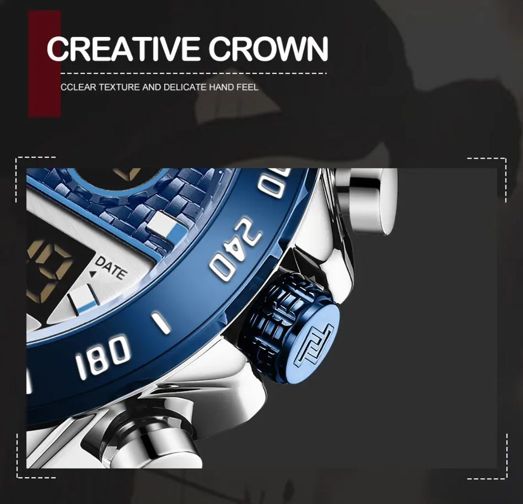 Naviforce 9171 Two Time Gents Chain Watch- Blue Dial - Blue Bezel- Blue+Silver Chain- TF Code NF814CM_img_8