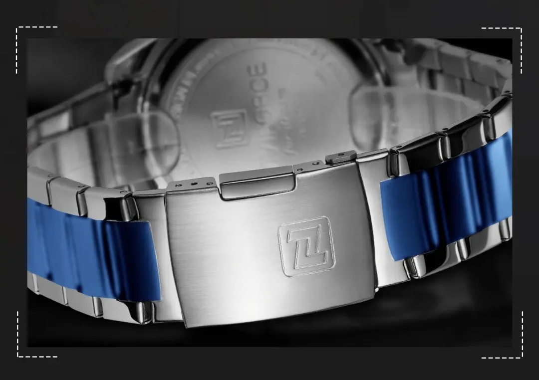 Naviforce 9171 Two Time Gents Chain Watch- Blue Dial - Blue Bezel- Blue+Silver Chain- TF Code NF814CM_img_10