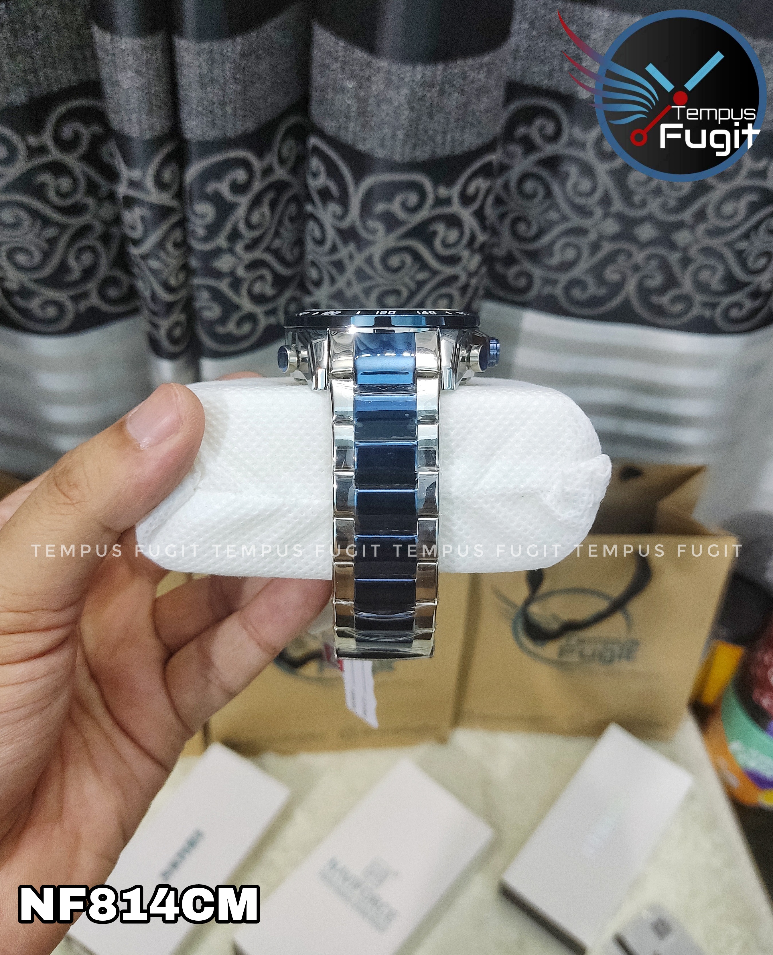 Naviforce 9171 Two Time Gents Chain Watch- Blue Dial - Blue Bezel- Blue+Silver Chain- TF Code NF814CM_img_15