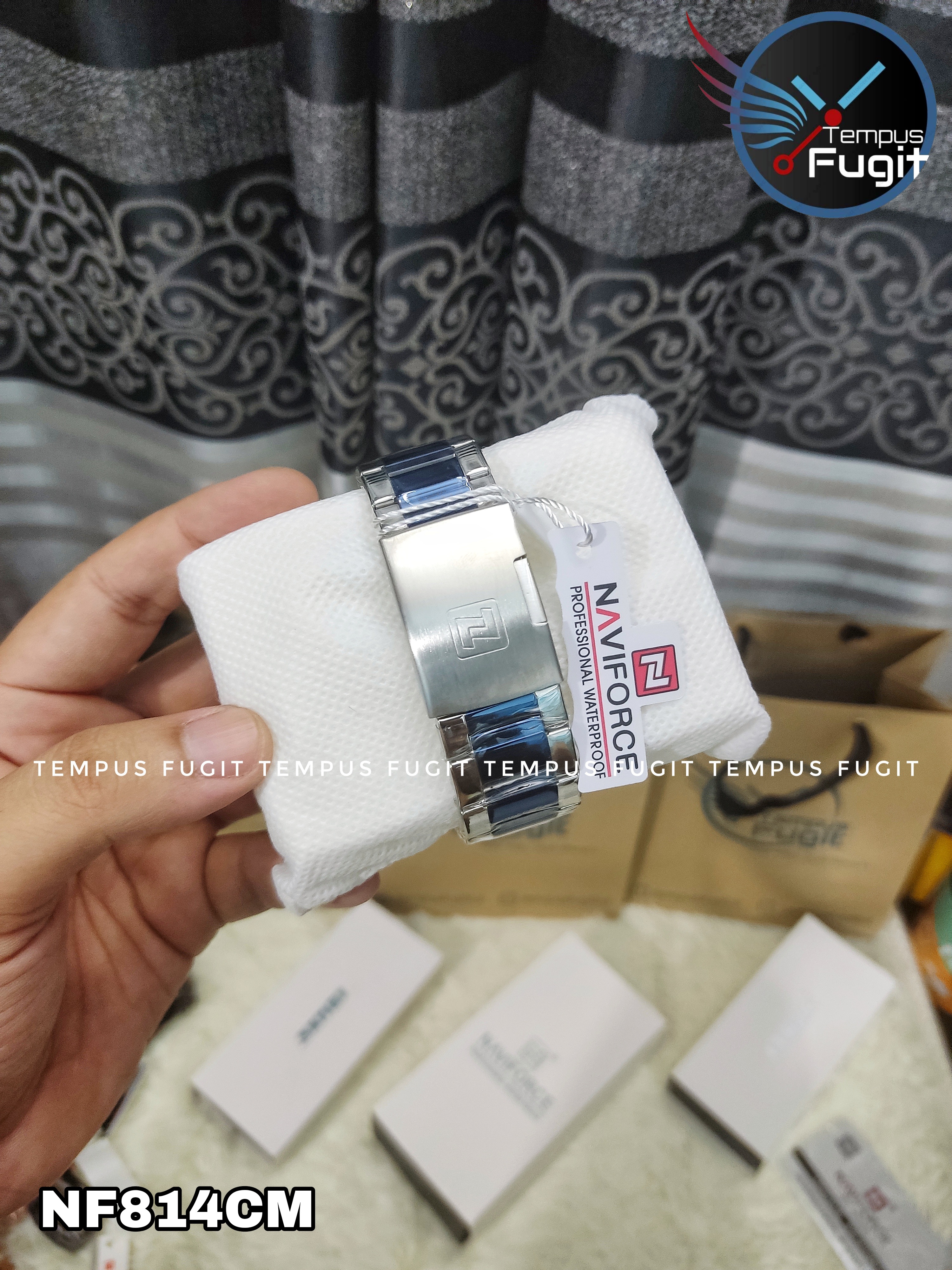 Naviforce 9171 Two Time Gents Chain Watch- Blue Dial - Blue Bezel- Blue+Silver Chain- TF Code NF814CM_img_16