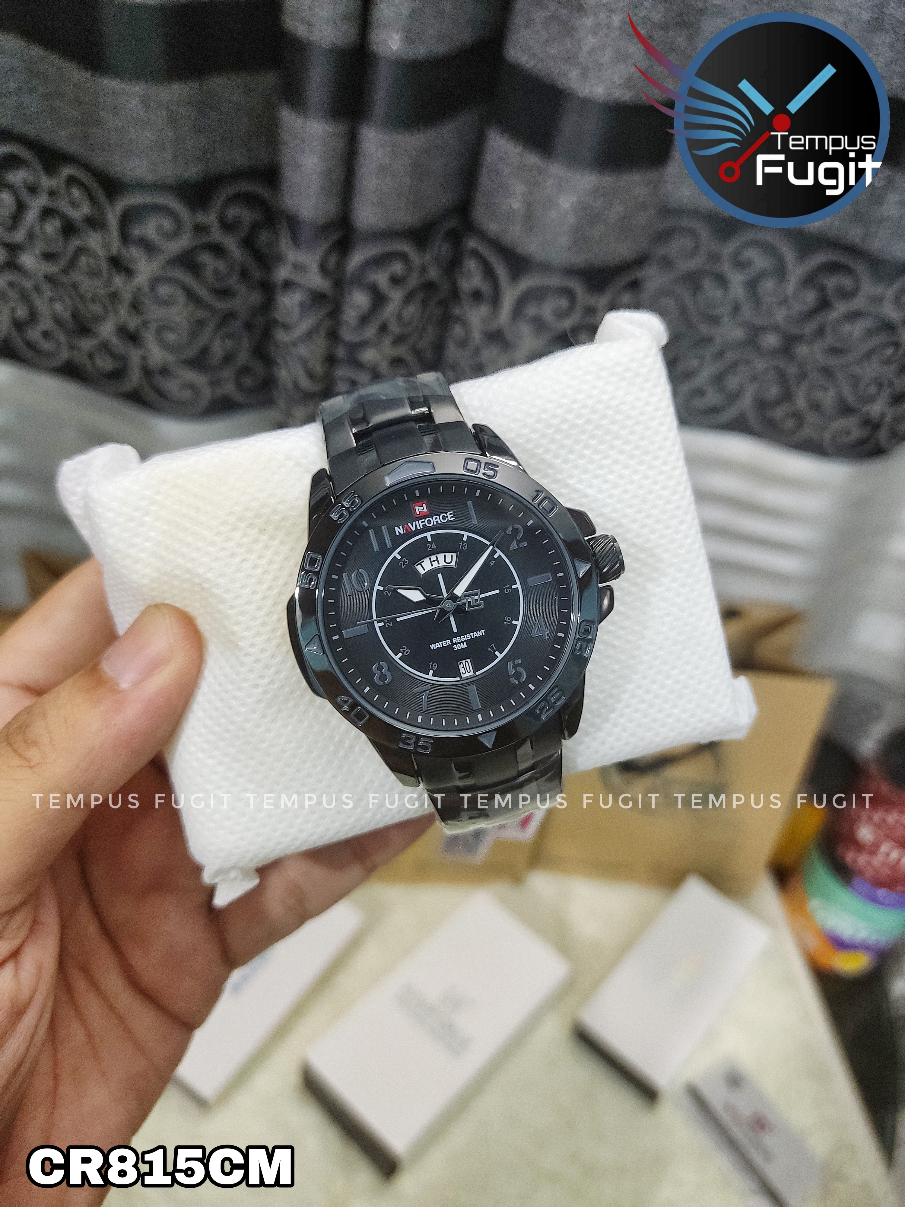 Naviforce 9204 Gents Chain Watch - Black Dial with Grey Markings- Black Bezel- Black Chain- TF Code NF815CM_img_4