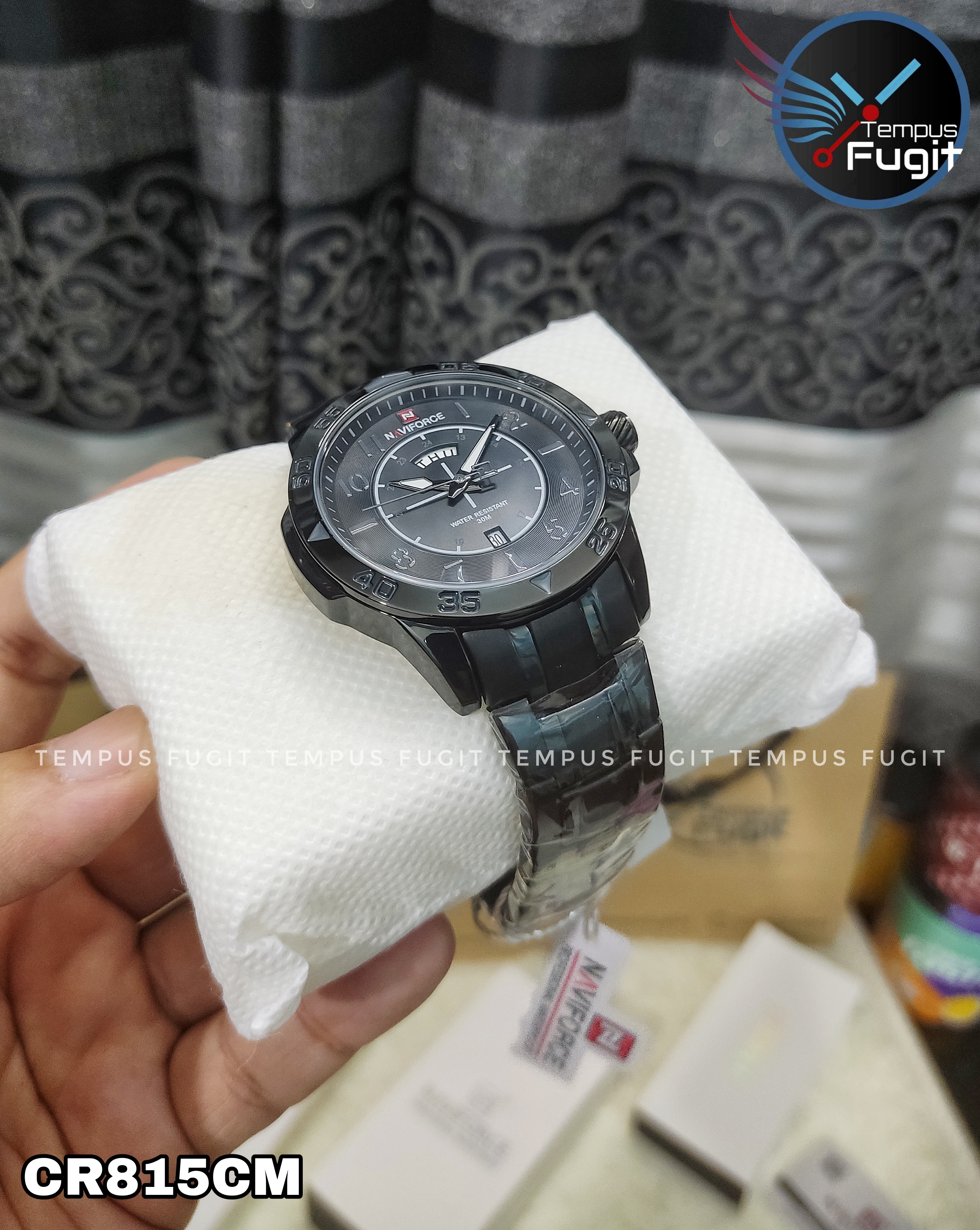 Naviforce 9204 Gents Chain Watch - Black Dial with Grey Markings- Black Bezel- Black Chain- TF Code NF815CM_img_5