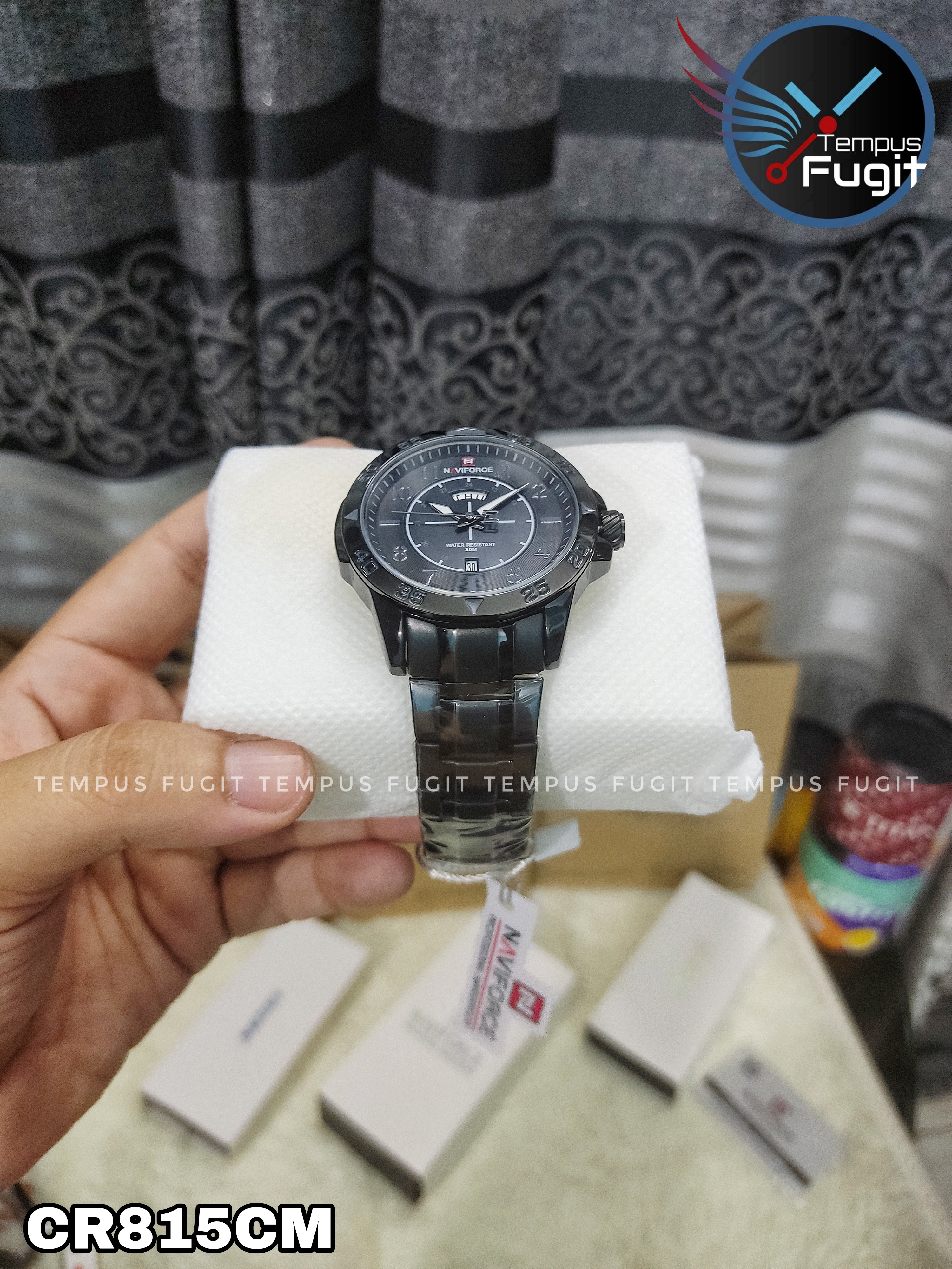 Naviforce 9204 Gents Chain Watch - Black Dial with Grey Markings- Black Bezel- Black Chain- TF Code NF815CM_img_6