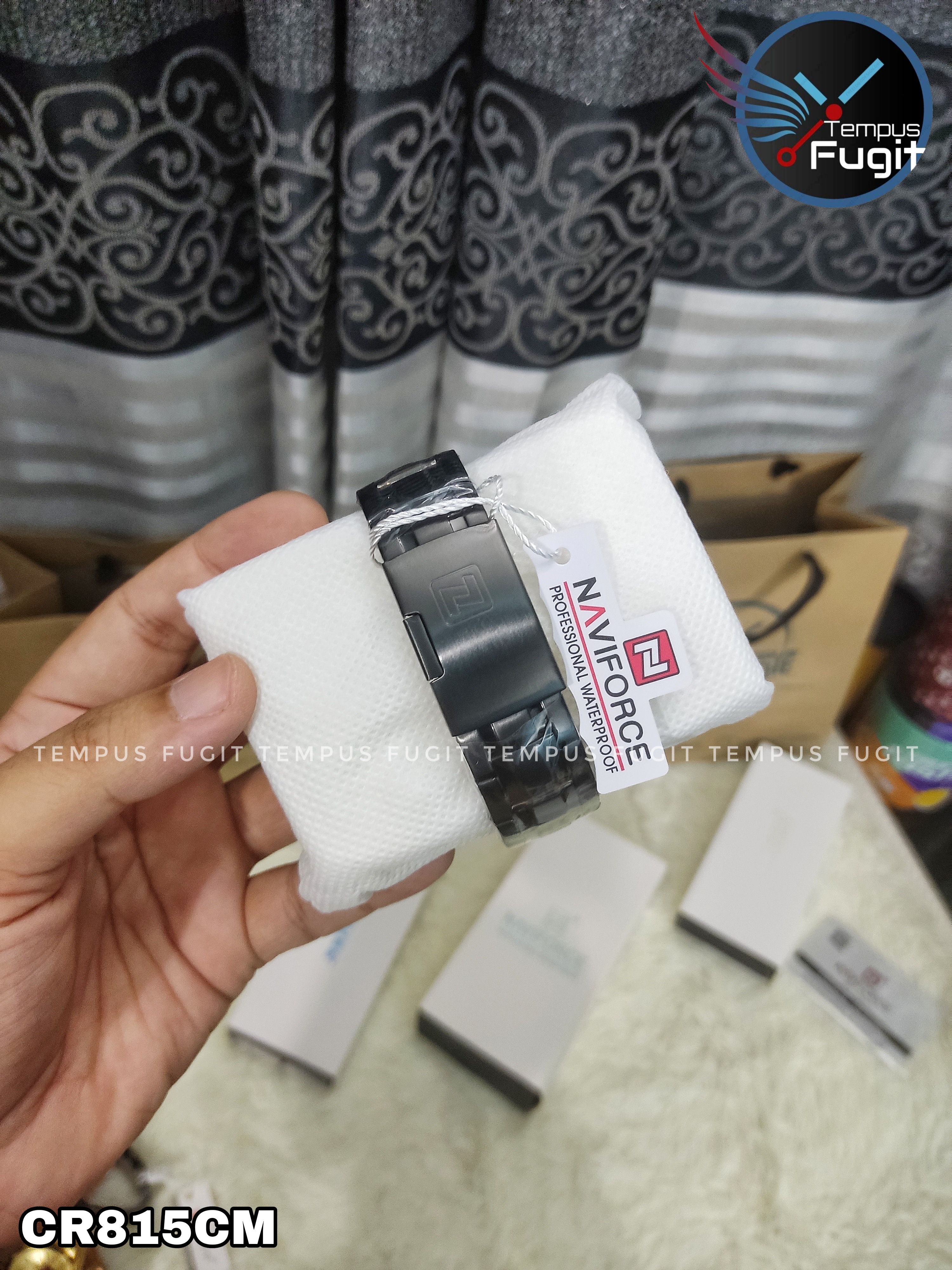 Naviforce 9204 Gents Chain Watch - Black Dial with Grey Markings- Black Bezel- Black Chain- TF Code NF815CM_img_8