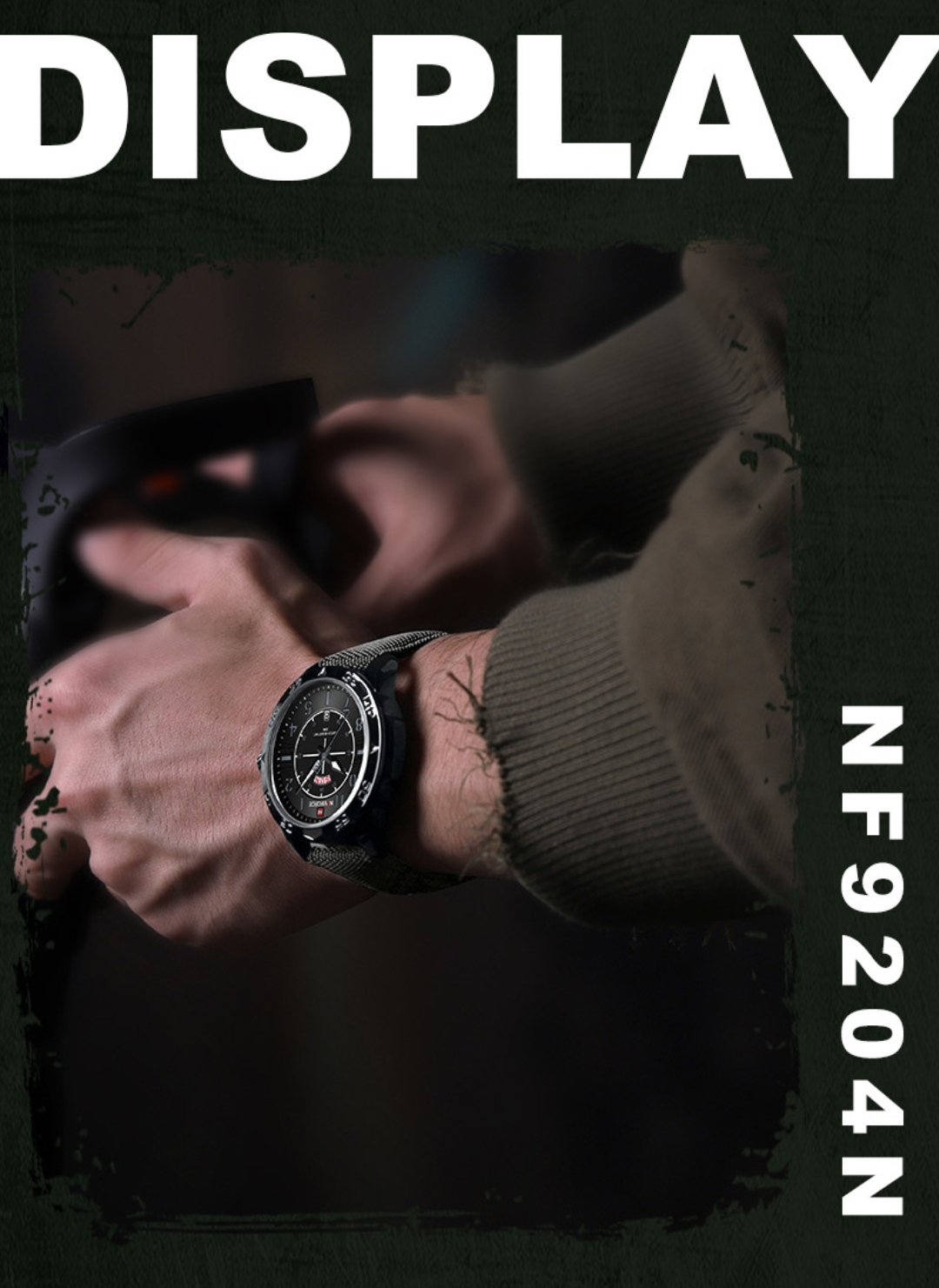 Naviforce 9204 Gents Belt Watch - Black Dial with Grey Markings- Black Bezel- Grey Nylon Belt- TF Code NF815BM_img_5