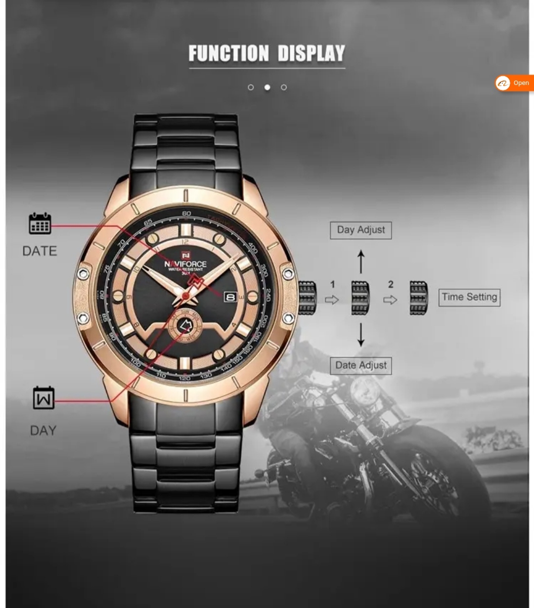 Naviforce 9166 Gents Chain Watch - Rose Golden+Black Dial- Rose Golden Bezel- Black Chain- TF Code NF790CM_img_4