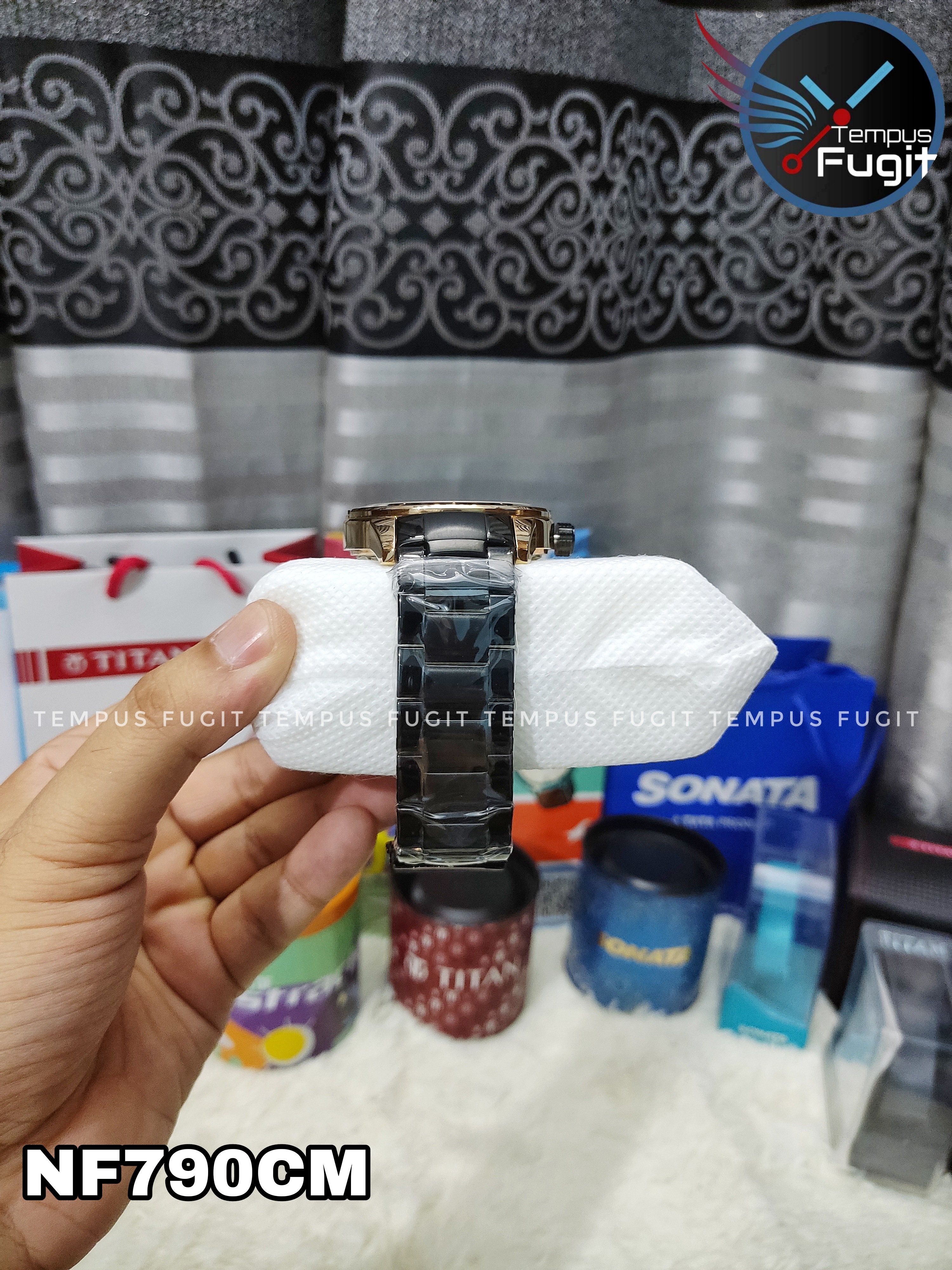 Naviforce 9166 Gents Chain Watch - Rose Golden+Black Dial- Rose Golden Bezel- Black Chain- TF Code NF790CM_img_15