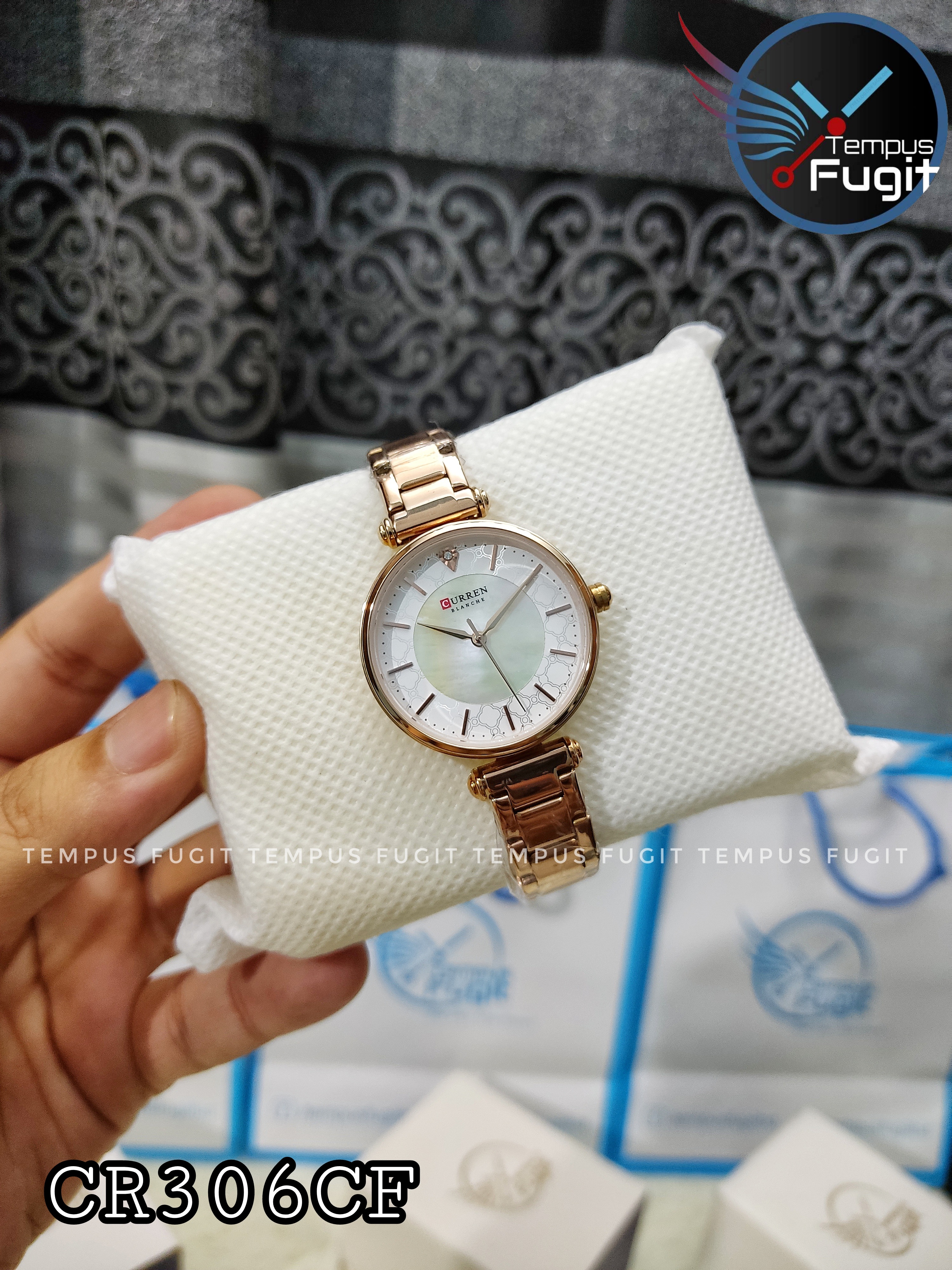 Curren 9072 Ladies Chain Watch- Shell White Dial- Rose Golden Bezel- Rose Golden Chain- TF Code CR306CF_img_8