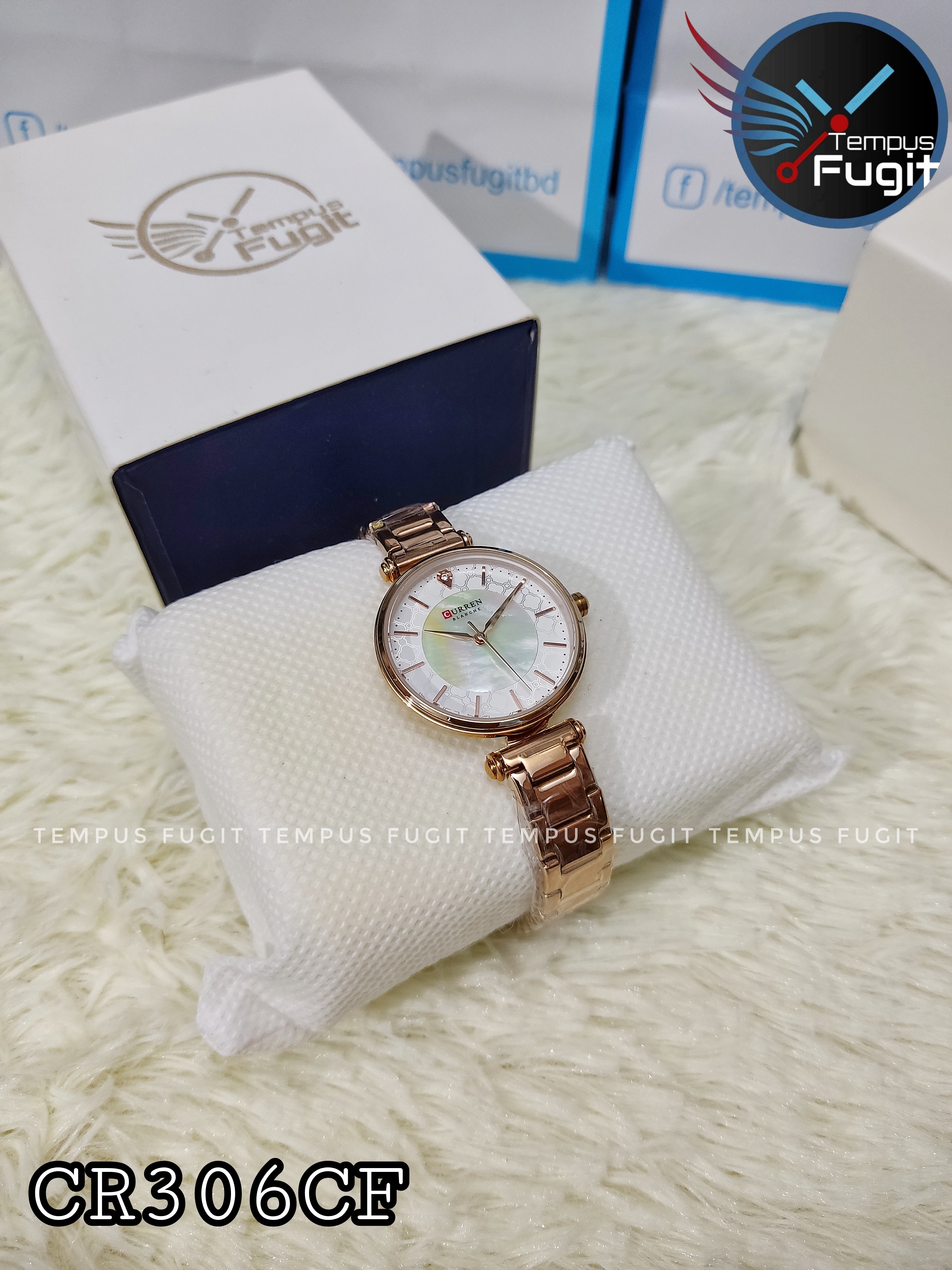 Curren 9072 Ladies Chain Watch- Shell White Dial- Rose Golden Bezel- Rose Golden Chain- TF Code CR306CF_img_9