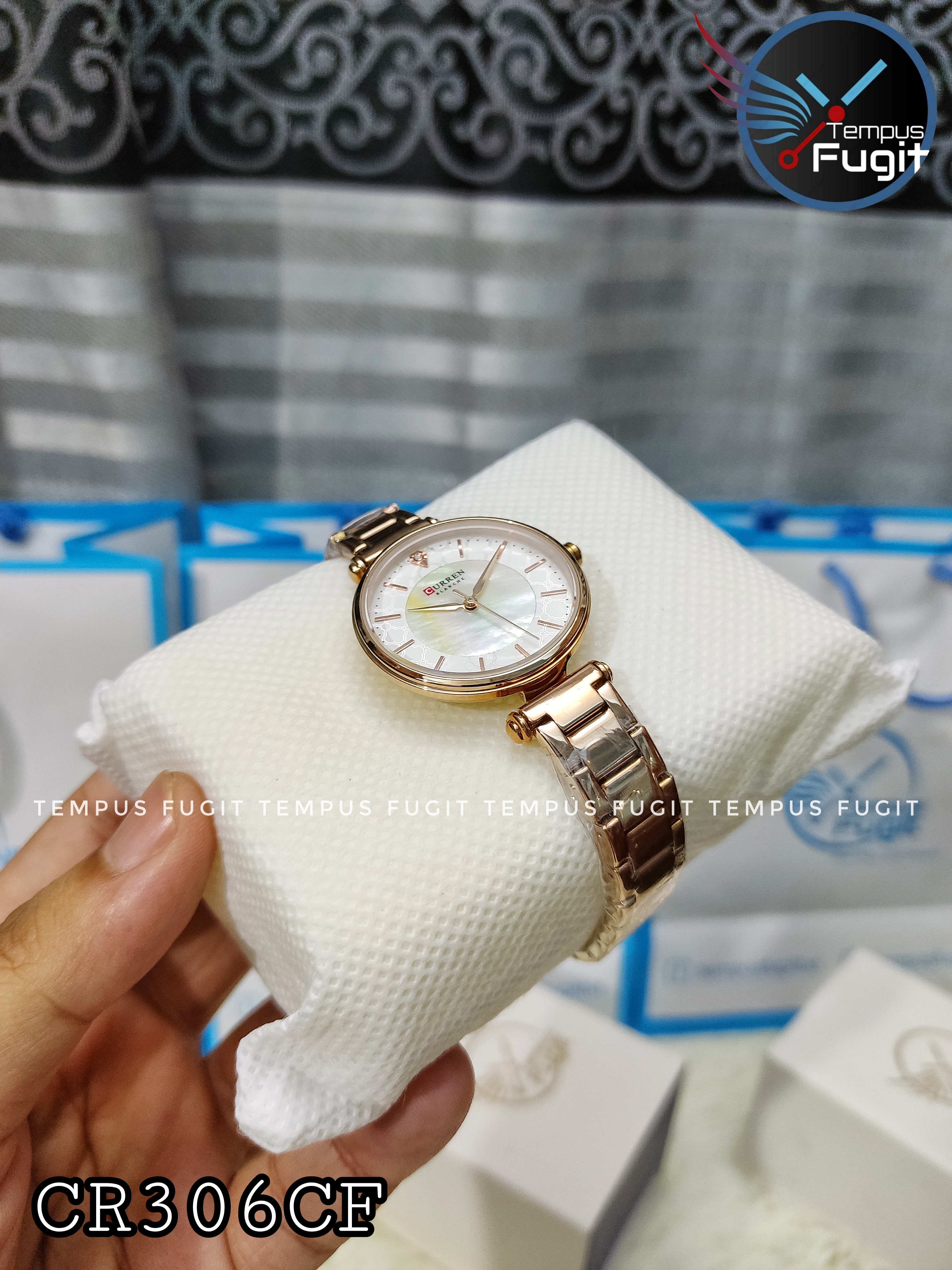Curren 9072 Ladies Chain Watch- Shell White Dial- Rose Golden Bezel- Rose Golden Chain- TF Code CR306CF_img_10