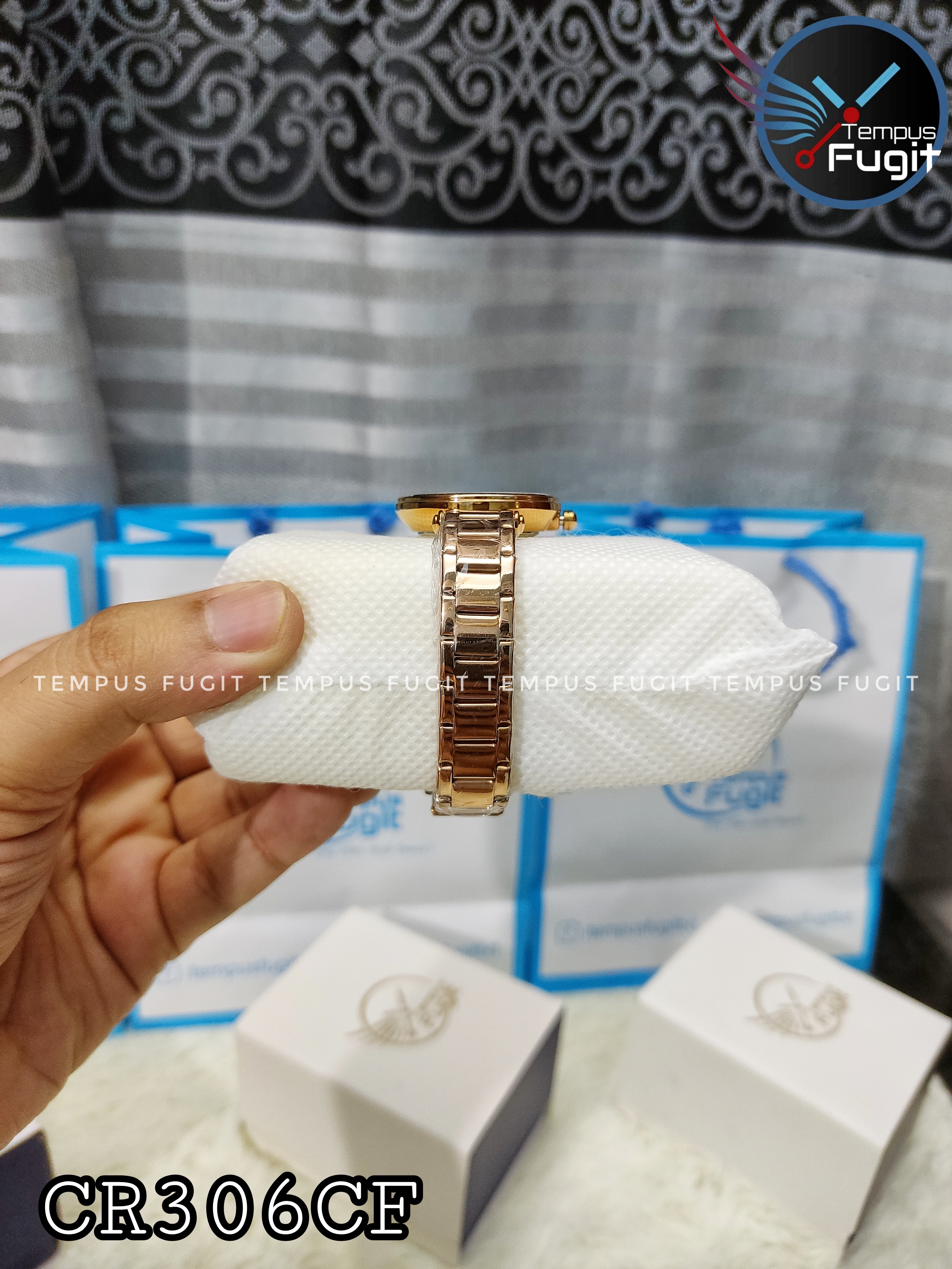 Curren 9072 Ladies Chain Watch- Shell White Dial- Rose Golden Bezel- Rose Golden Chain- TF Code CR306CF_img_12