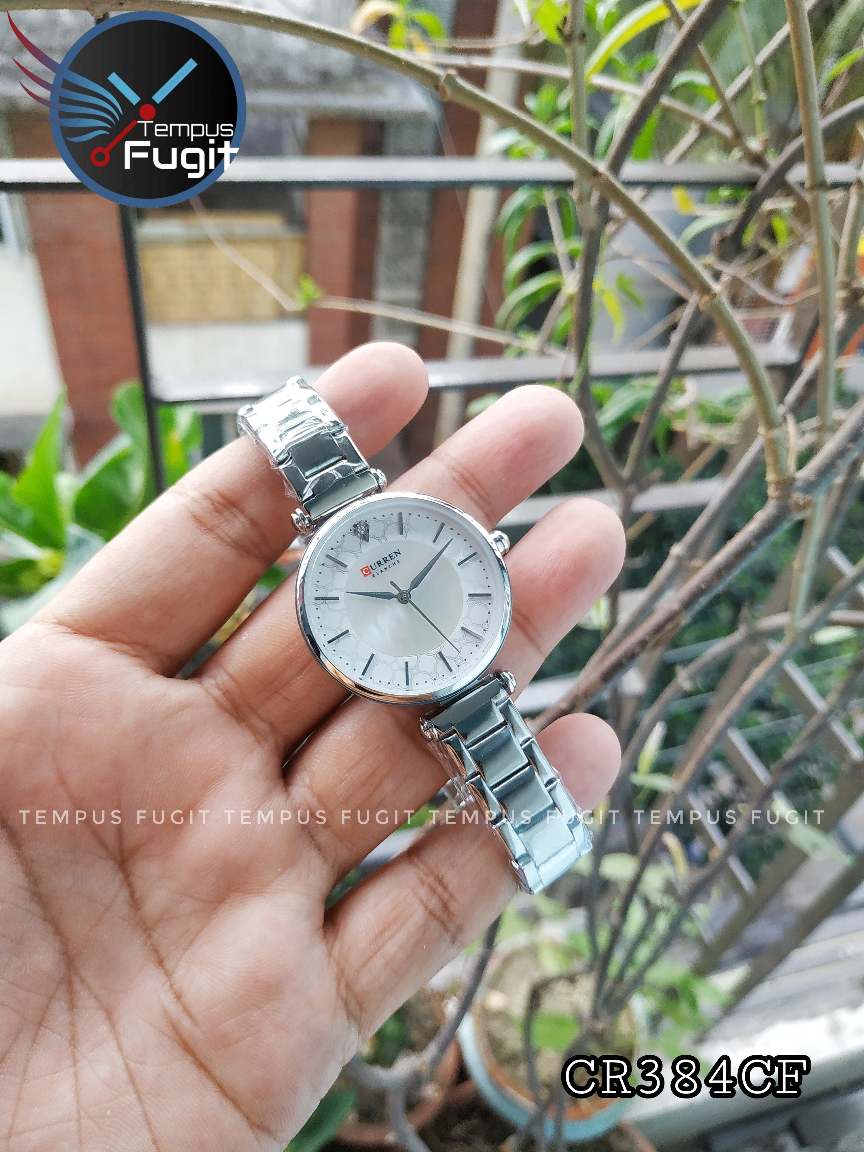 Curren 9072 Ladies Chain Watch- Shell White Dial- Silver Bezel- Silver Chain- TF Code CR384CF_img_3