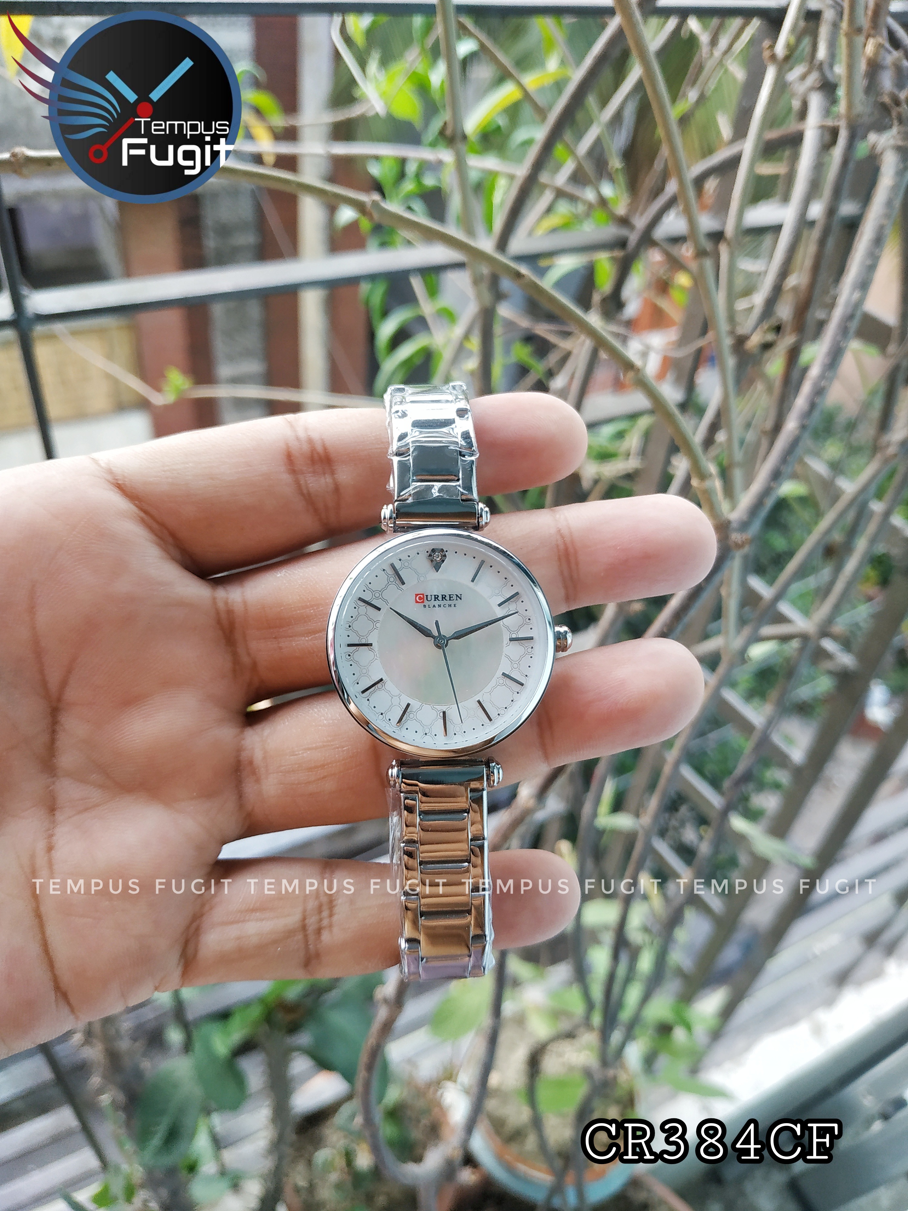 Curren 9072 Ladies Chain Watch- Shell White Dial- Silver Bezel- Silver Chain- TF Code CR384CF_img_4
