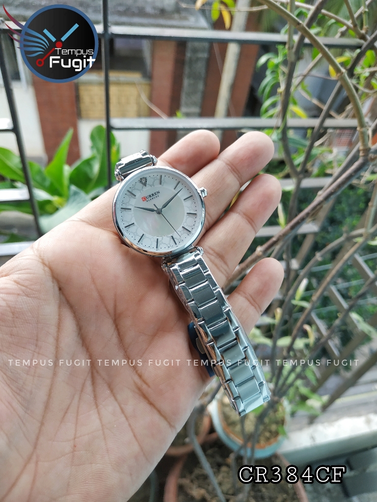 Curren 9072 Ladies Chain Watch- Shell White Dial- Silver Bezel- Silver Chain- TF Code CR384CF_img_6