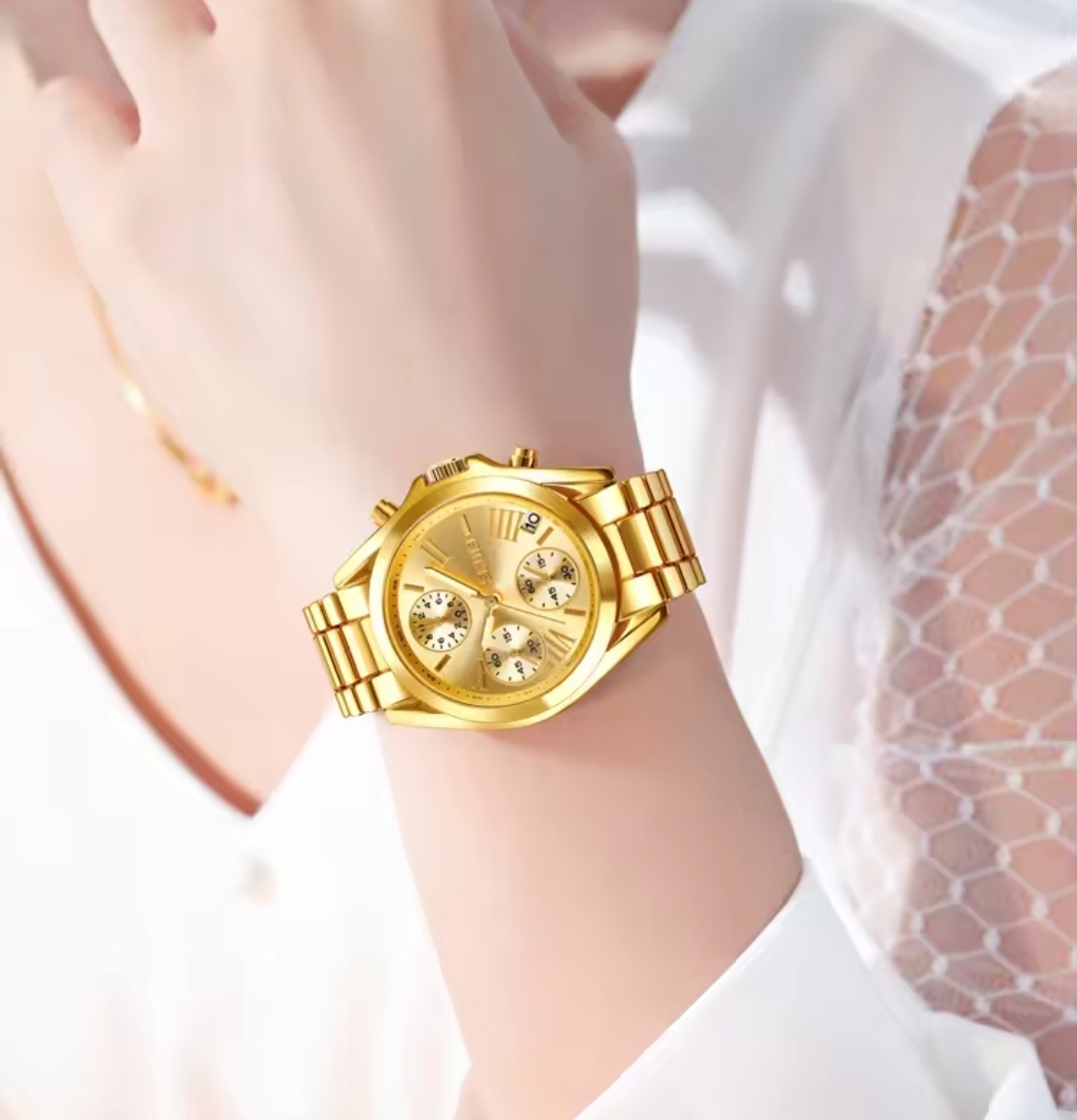 SKMEI 1897 Ladies Chain Watch - Golden Dial- Golden Bezel- Golden Chain- TF Code SK669CF_img_4