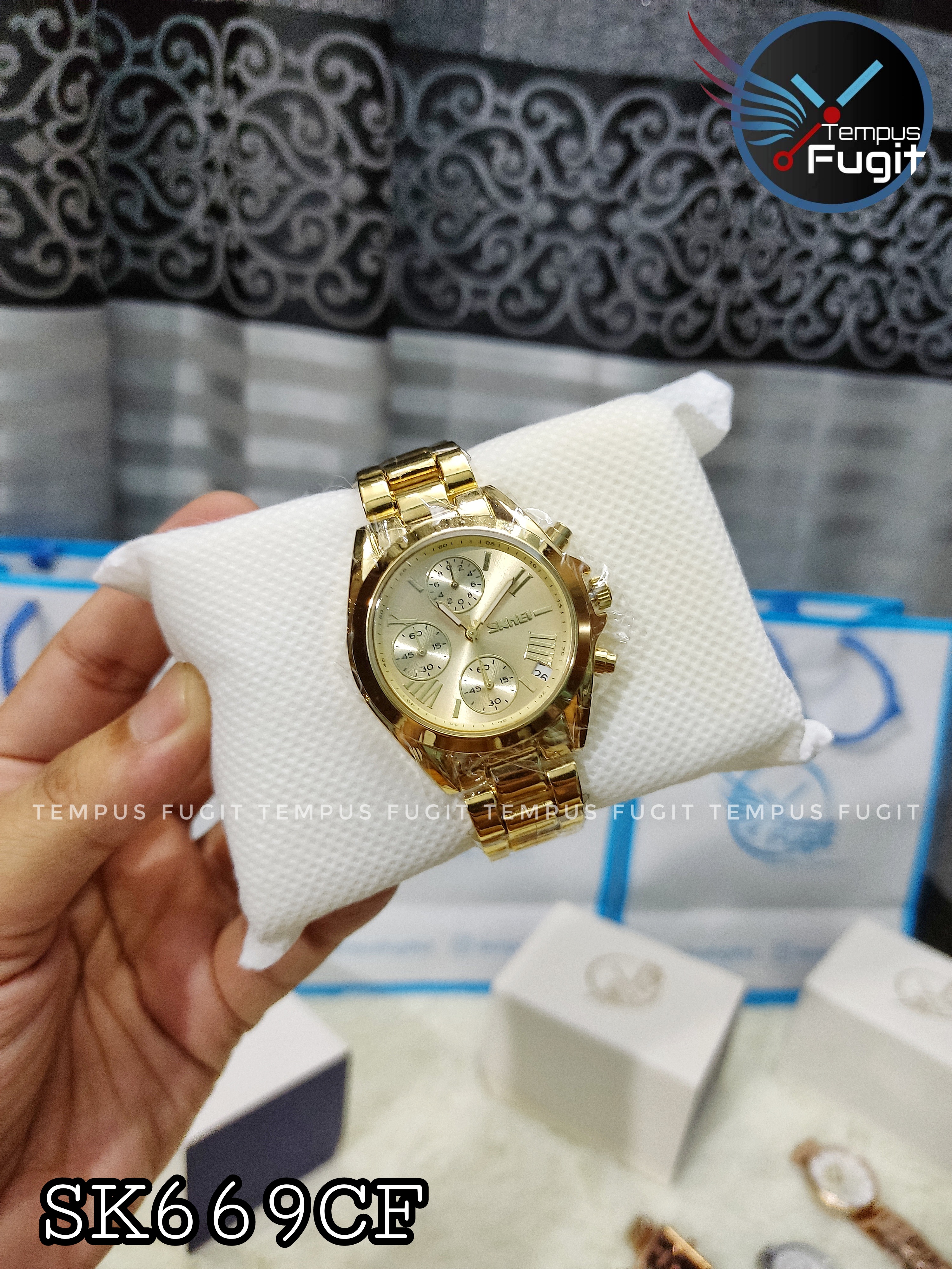 SKMEI 1897 Ladies Chain Watch - Golden Dial- Golden Bezel- Golden Chain- TF Code SK669CF_img_8