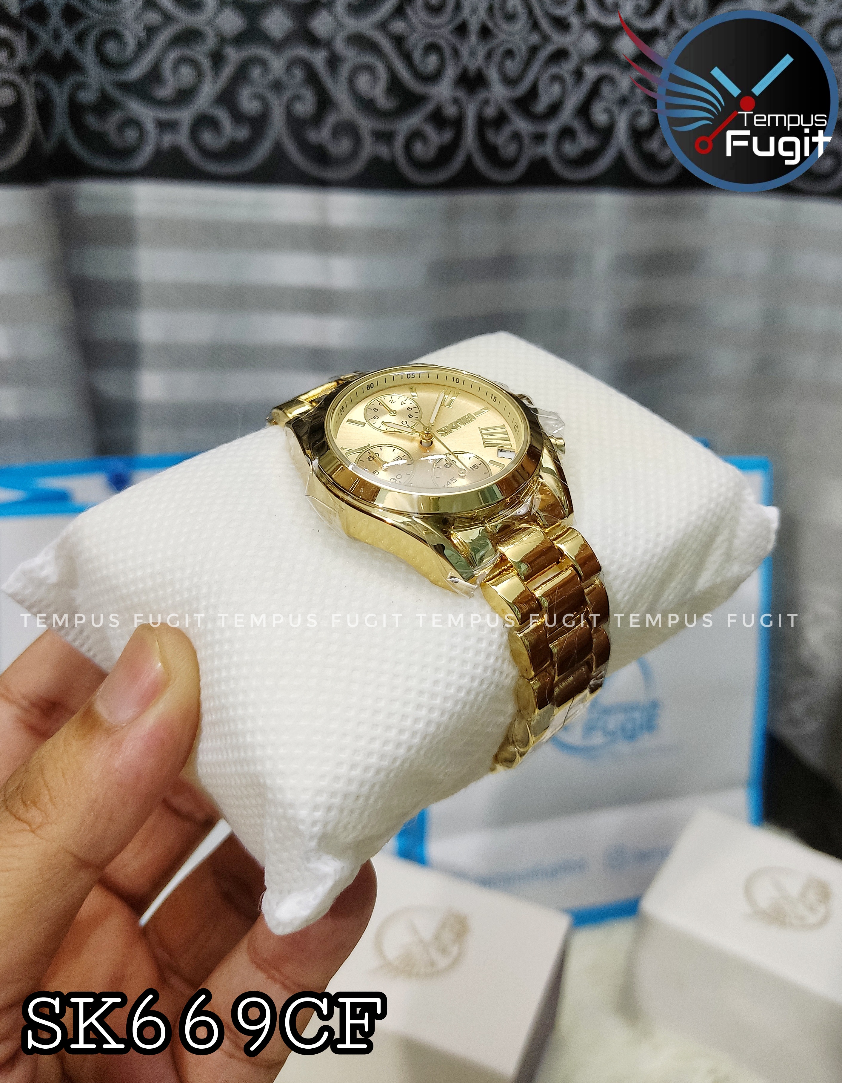 SKMEI 1897 Ladies Chain Watch - Golden Dial- Golden Bezel- Golden Chain- TF Code SK669CF_img_11