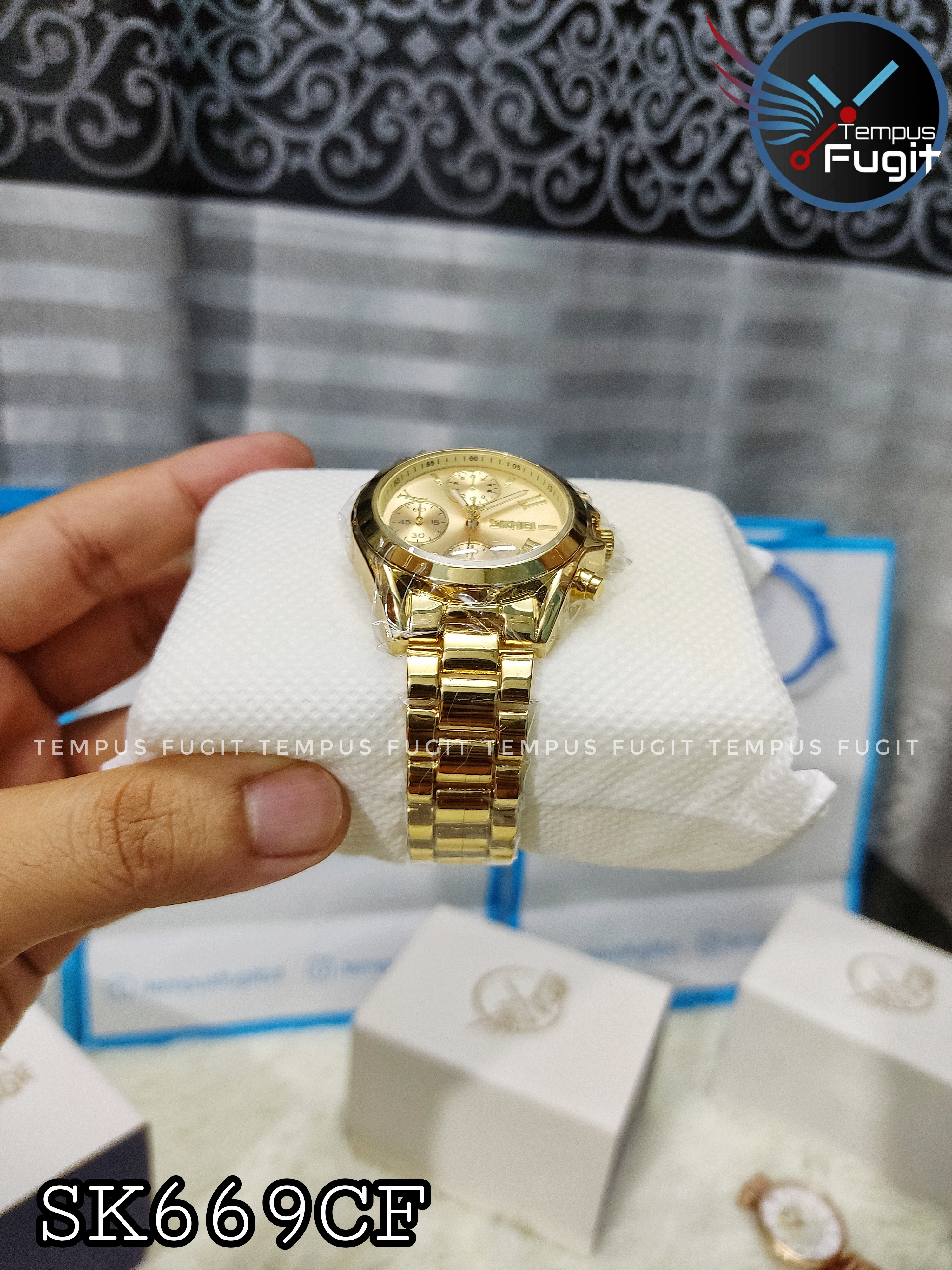 SKMEI 1897 Ladies Chain Watch - Golden Dial- Golden Bezel- Golden Chain- TF Code SK669CF_img_12