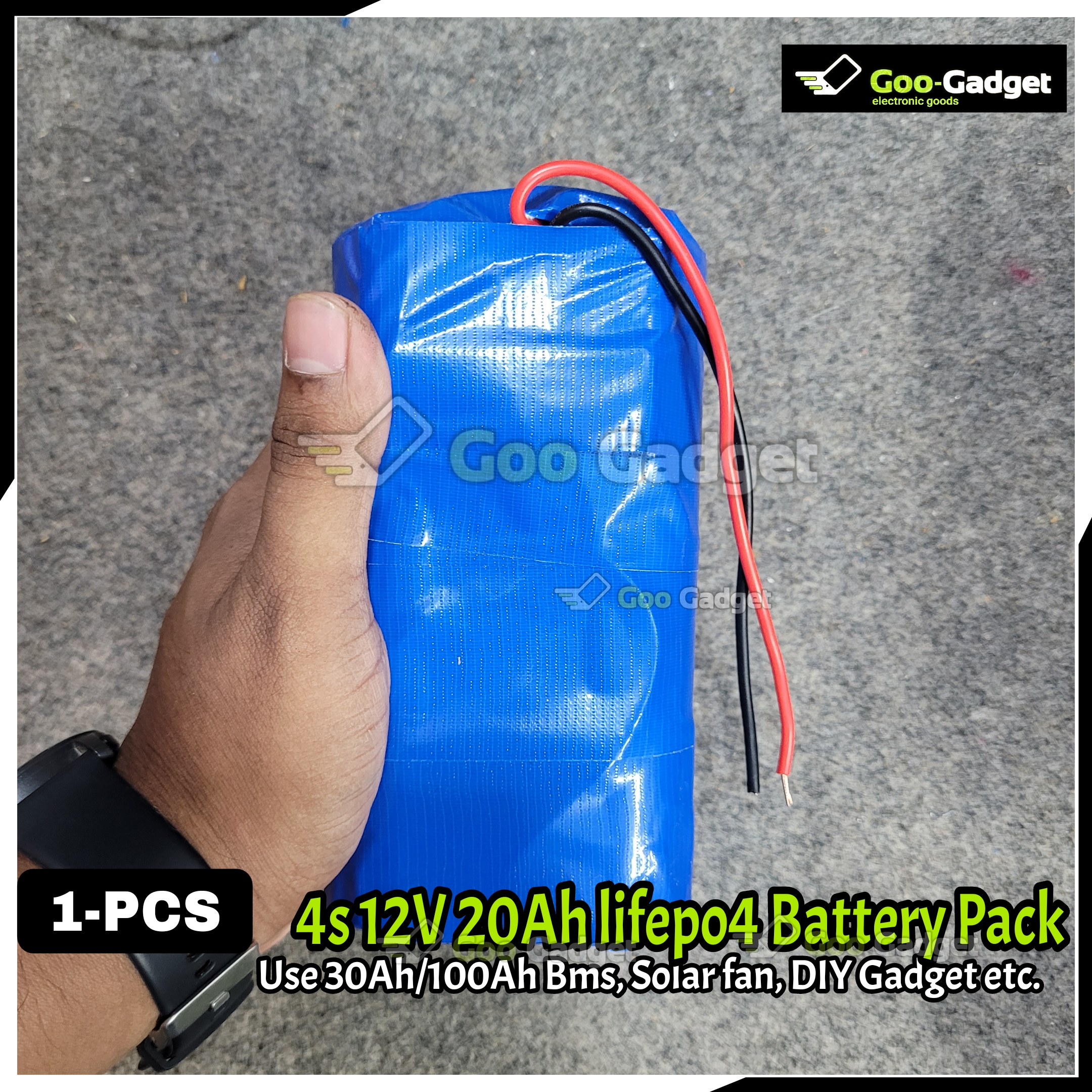 Use 12.8V 20Ah  | 4S LiFePO4 Battery Pack | Cylindrical 40138 Cells with 100A BMS