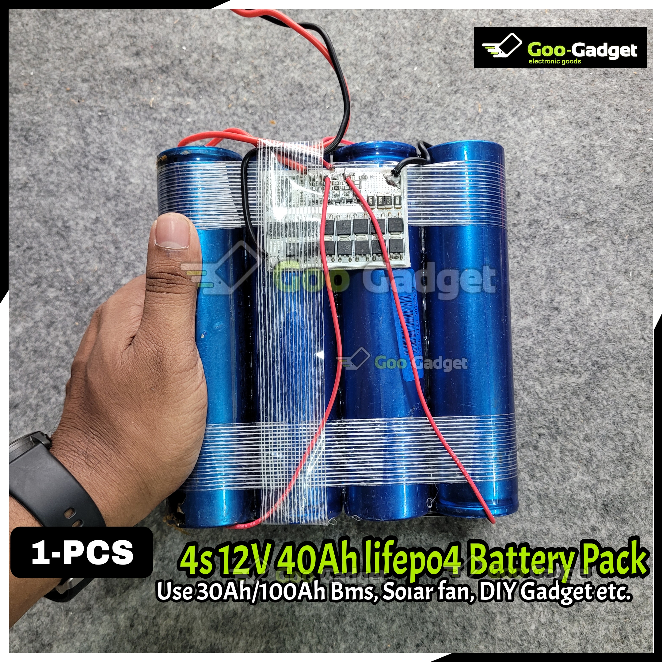 Use 12.8V 40Ah  | 4S LiFePO4 Battery Pack | Cylindrical 40138 Cells with 100A BMS_img_1