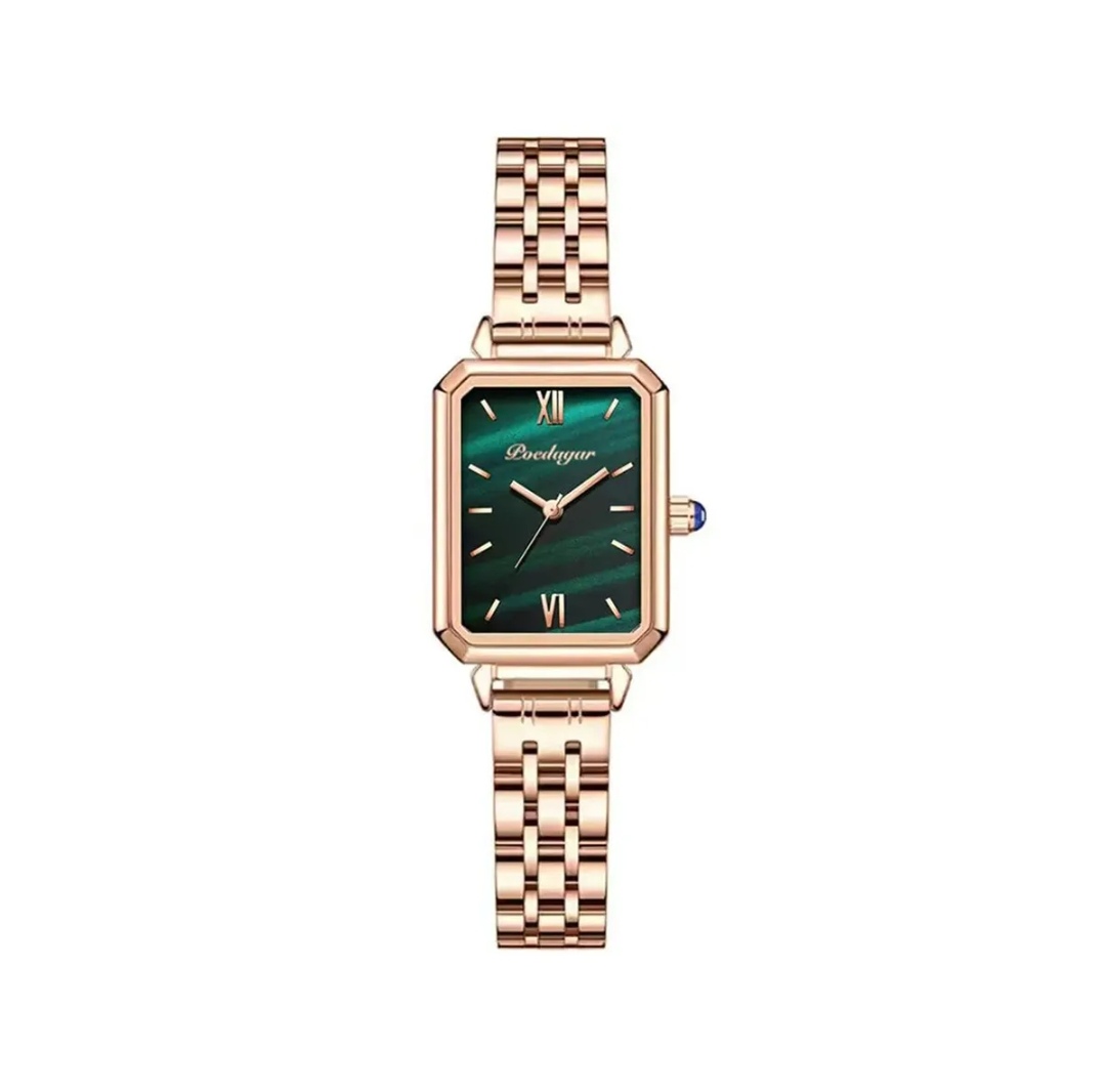 Poedagar 622 Ladies Chain Watch - Green Dial- Rose Golden Bezel- Rose Golden Chain- TF Code PD701CF_img_0