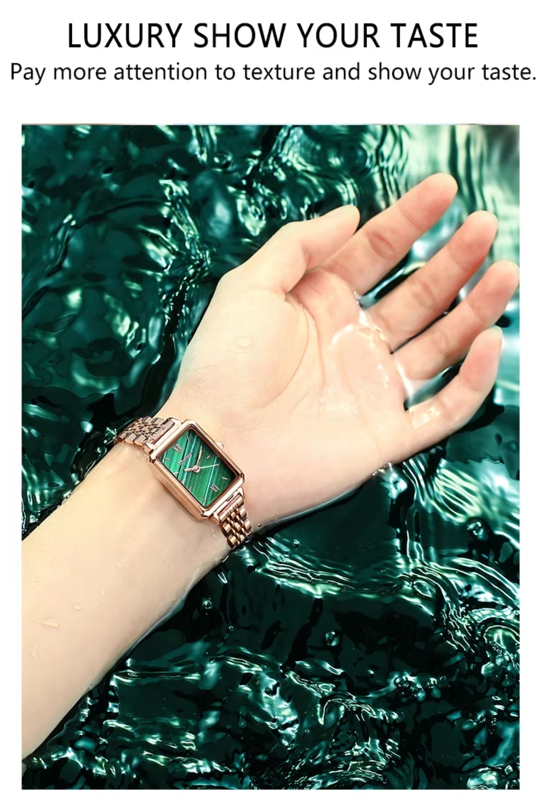 Poedagar 622 Ladies Chain Watch - Green Dial- Rose Golden Bezel- Rose Golden Chain- TF Code PD701CF_img_2