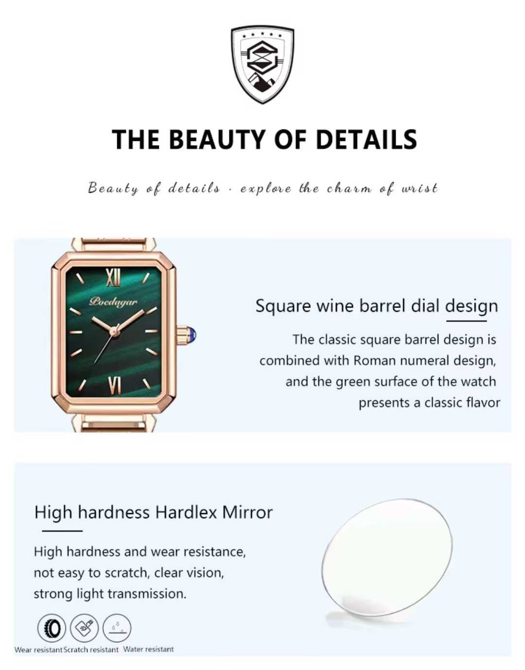 Poedagar 622 Ladies Chain Watch - Green Dial- Rose Golden Bezel- Rose Golden Chain- TF Code PD701CF_img_6