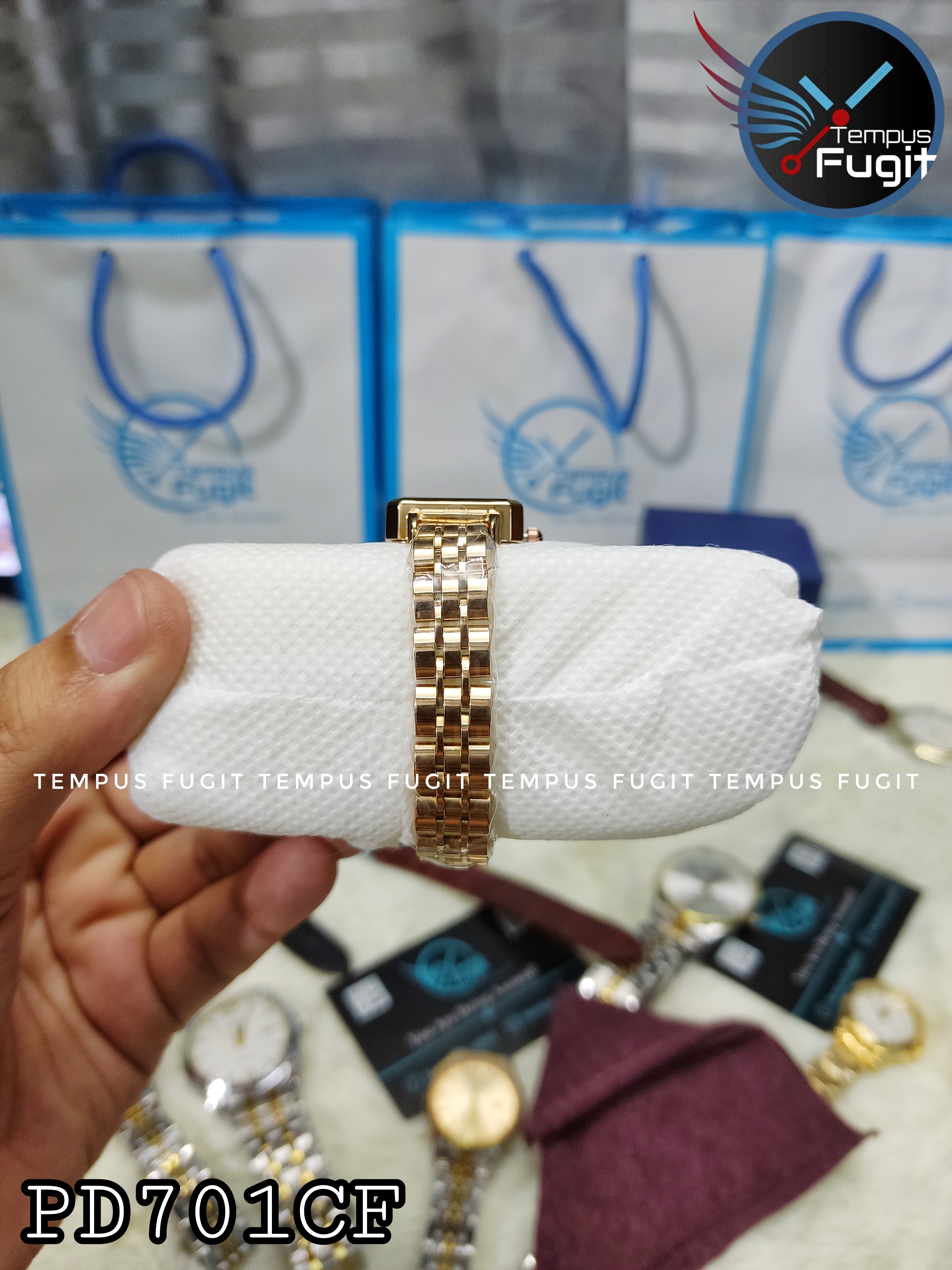 Poedagar 622 Ladies Chain Watch - Green Dial- Rose Golden Bezel- Rose Golden Chain- TF Code PD701CF_img_11