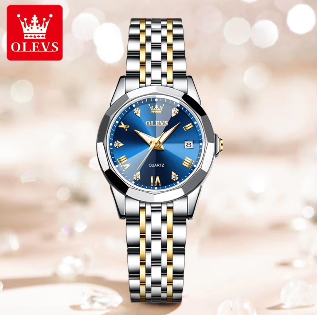 OLEVS 9931 Ladies Chain Watch- Blue Dial- Silver Bezel- Silver+Golden Chain- TF Code OL661CF_img_0