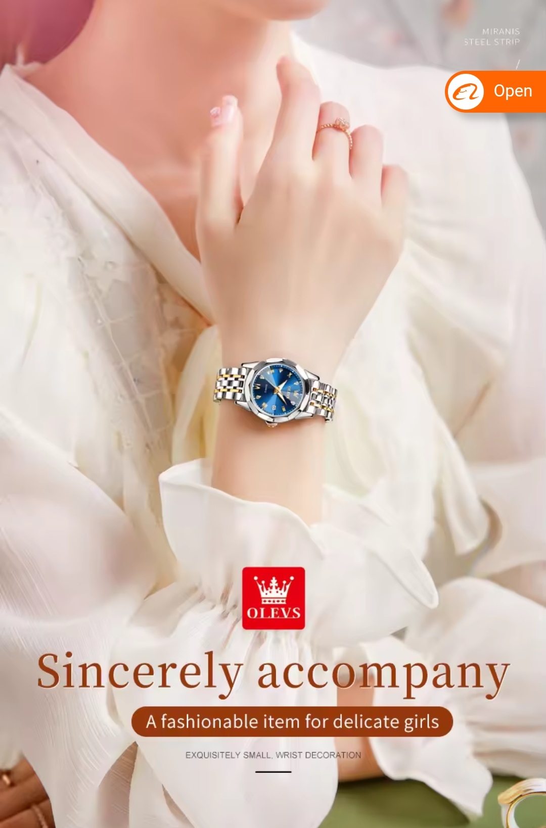 OLEVS 9931 Ladies Chain Watch- Blue Dial- Silver Bezel- Silver+Golden Chain- TF Code OL661CF_img_2