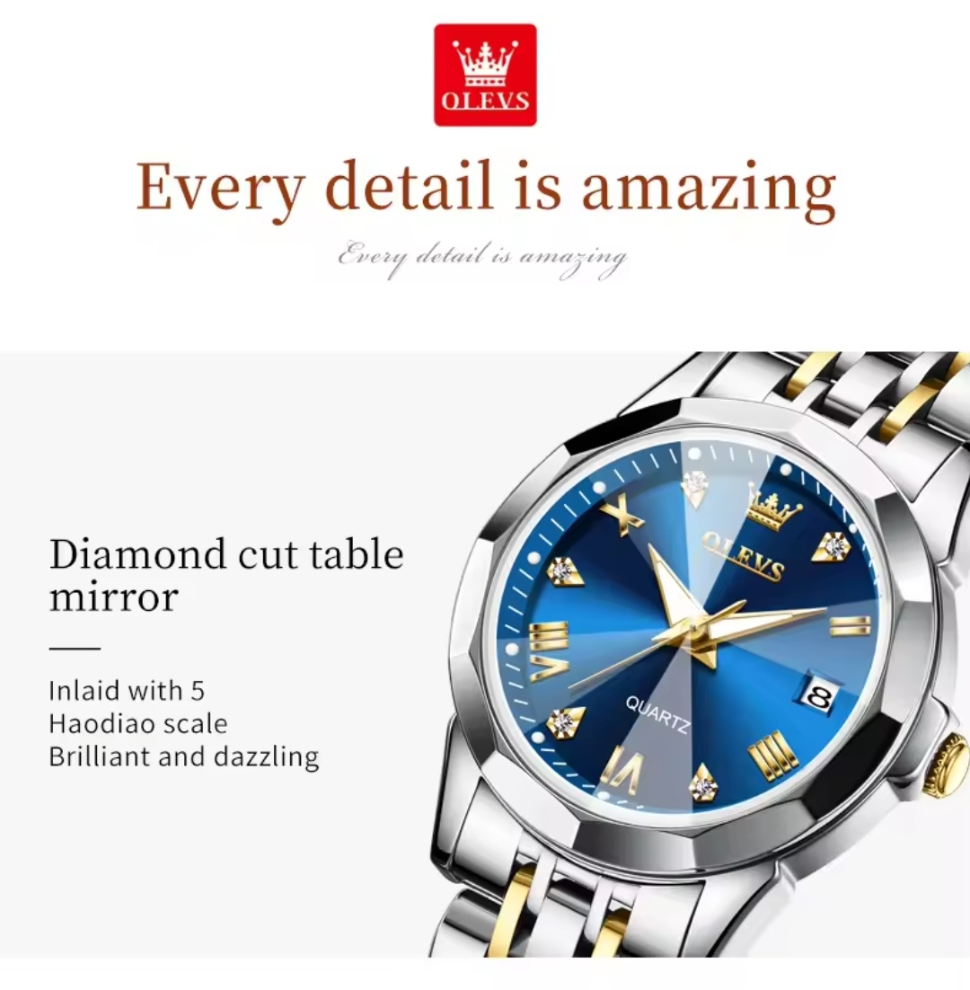 OLEVS 9931 Ladies Chain Watch- Blue Dial- Silver Bezel- Silver+Golden Chain- TF Code OL661CF_img_3
