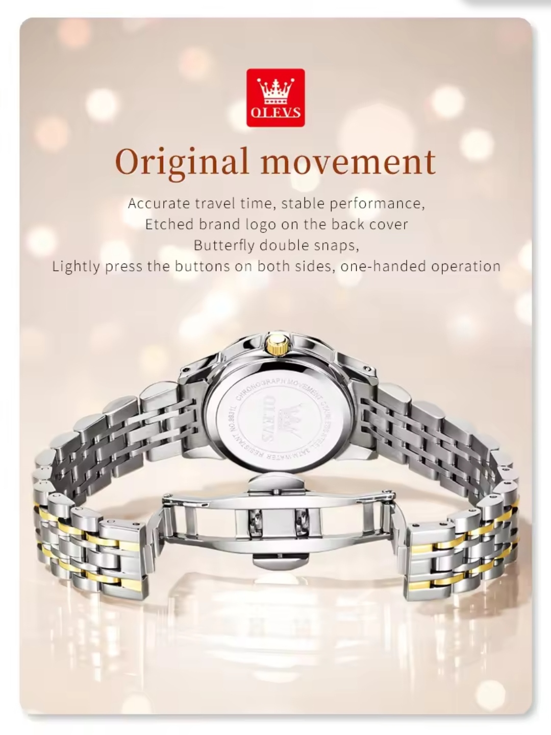 OLEVS 9931 Ladies Chain Watch- Blue Dial- Silver Bezel- Silver+Golden Chain- TF Code OL661CF_img_6