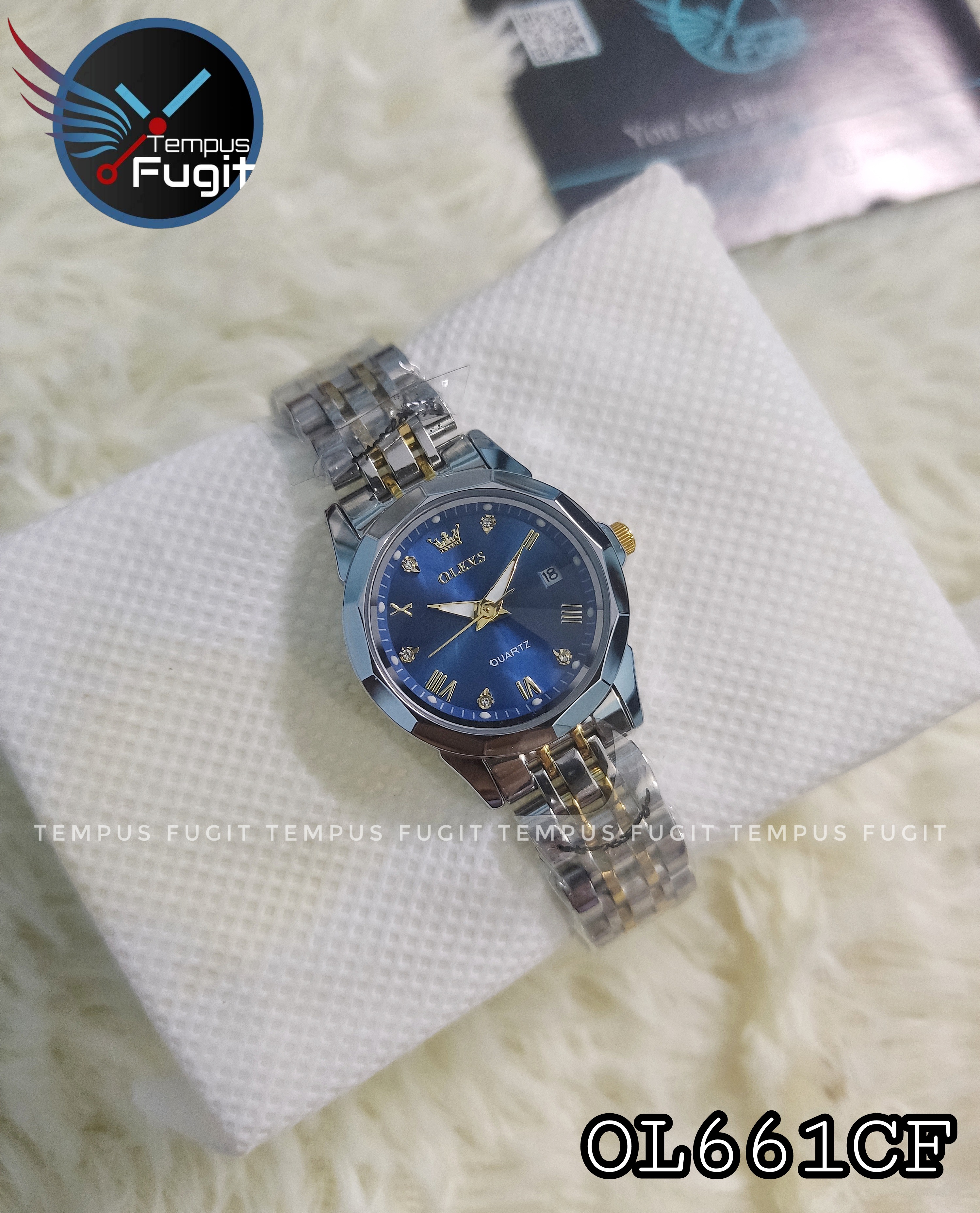 OLEVS 9931 Ladies Chain Watch- Blue Dial- Silver Bezel- Silver+Golden Chain- TF Code OL661CF_img_8