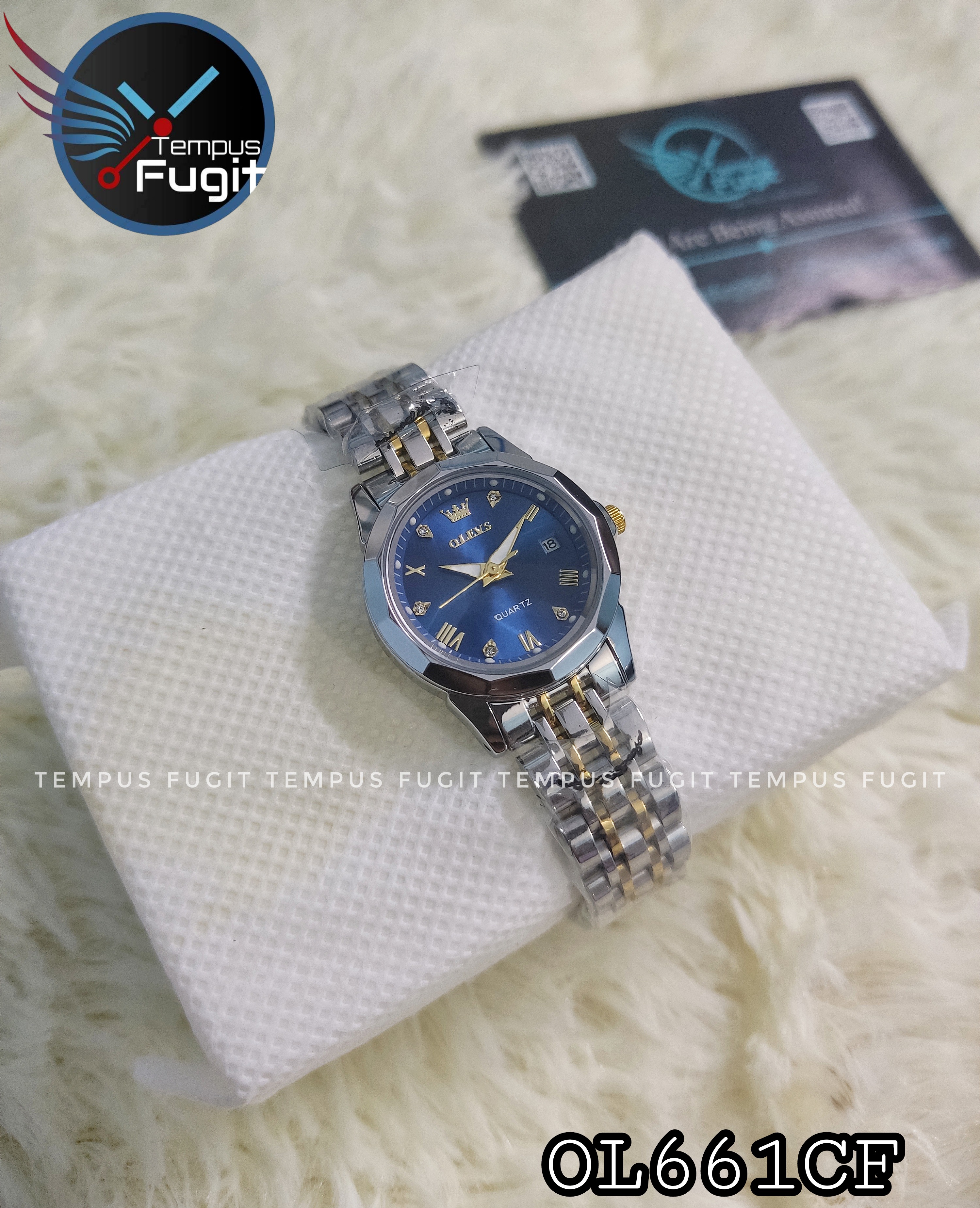 OLEVS 9931 Ladies Chain Watch- Blue Dial- Silver Bezel- Silver+Golden Chain- TF Code OL661CF_img_9