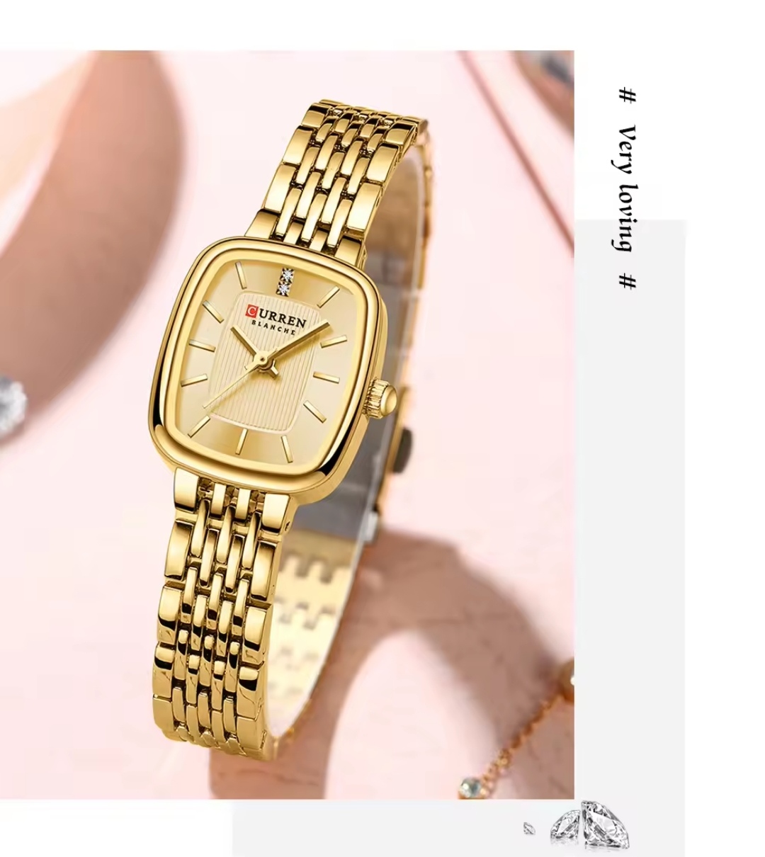 Curren 9093 Ladies Chain Watch- Golden Dial- Golden Bezel- Golden Chain- TF Code CR888CF_img_1
