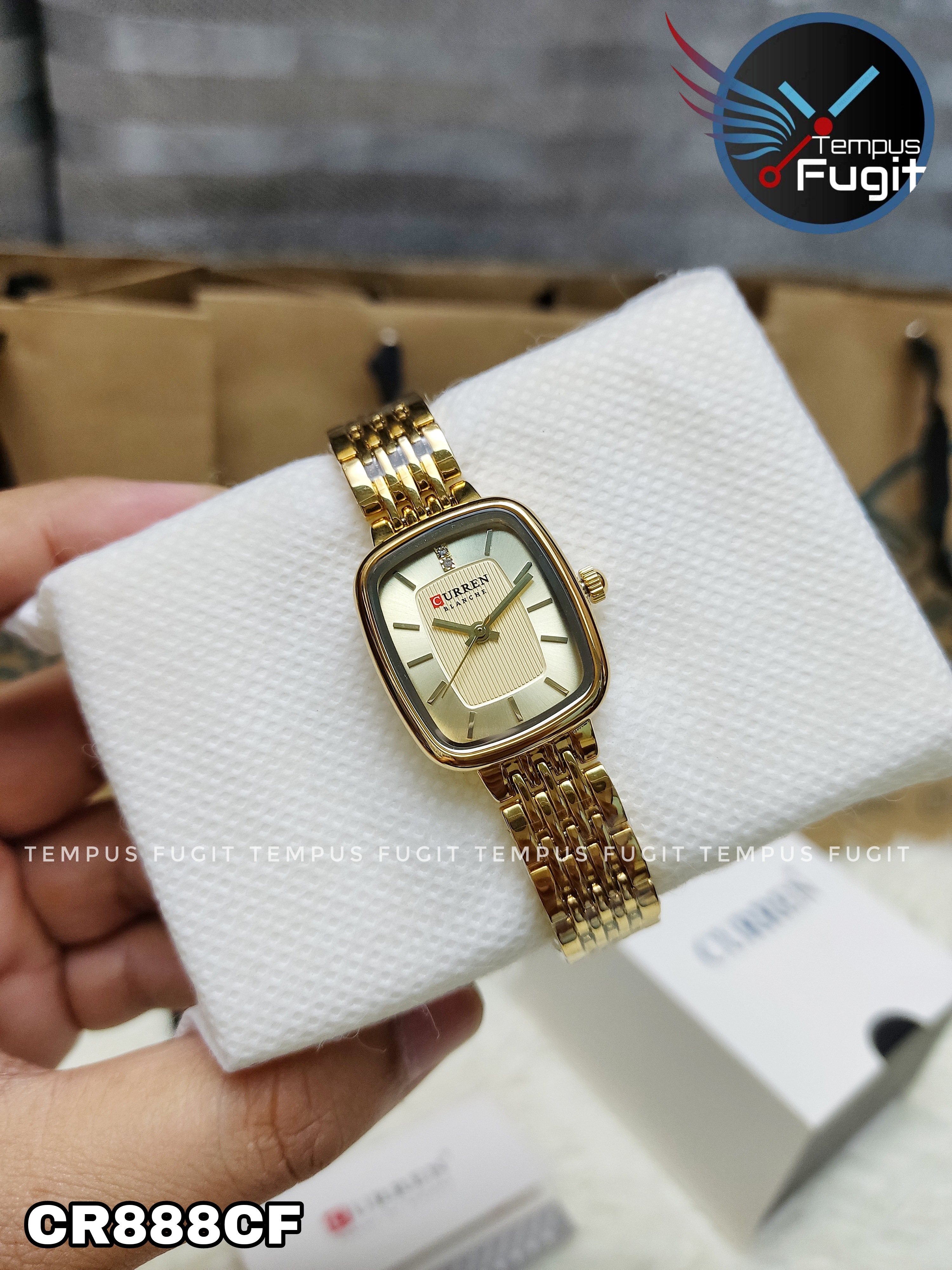 Curren 9093 Ladies Chain Watch- Golden Dial- Golden Bezel- Golden Chain- TF Code CR888CF_img_3