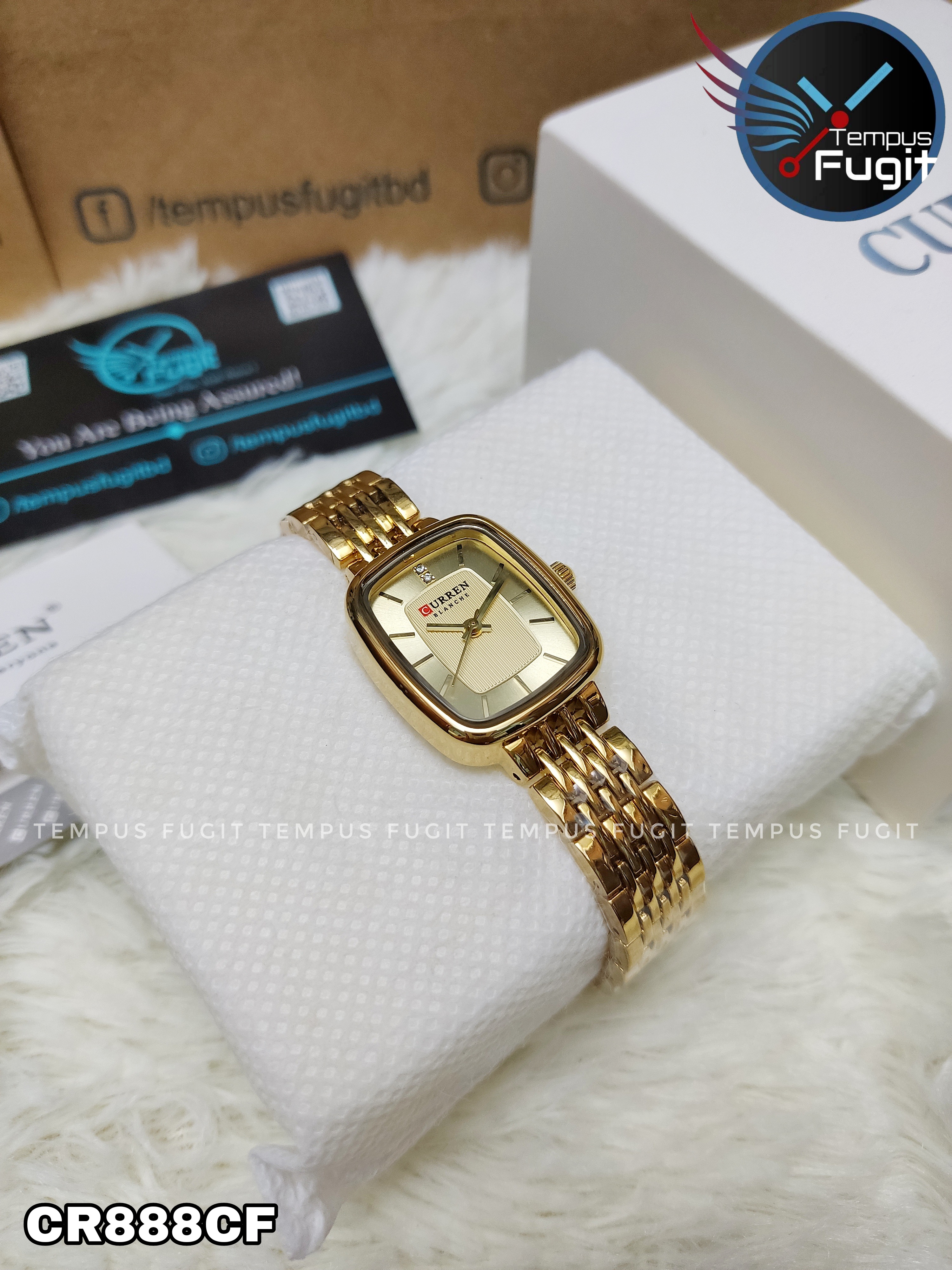 Curren 9093 Ladies Chain Watch- Golden Dial- Golden Bezel- Golden Chain- TF Code CR888CF_img_4
