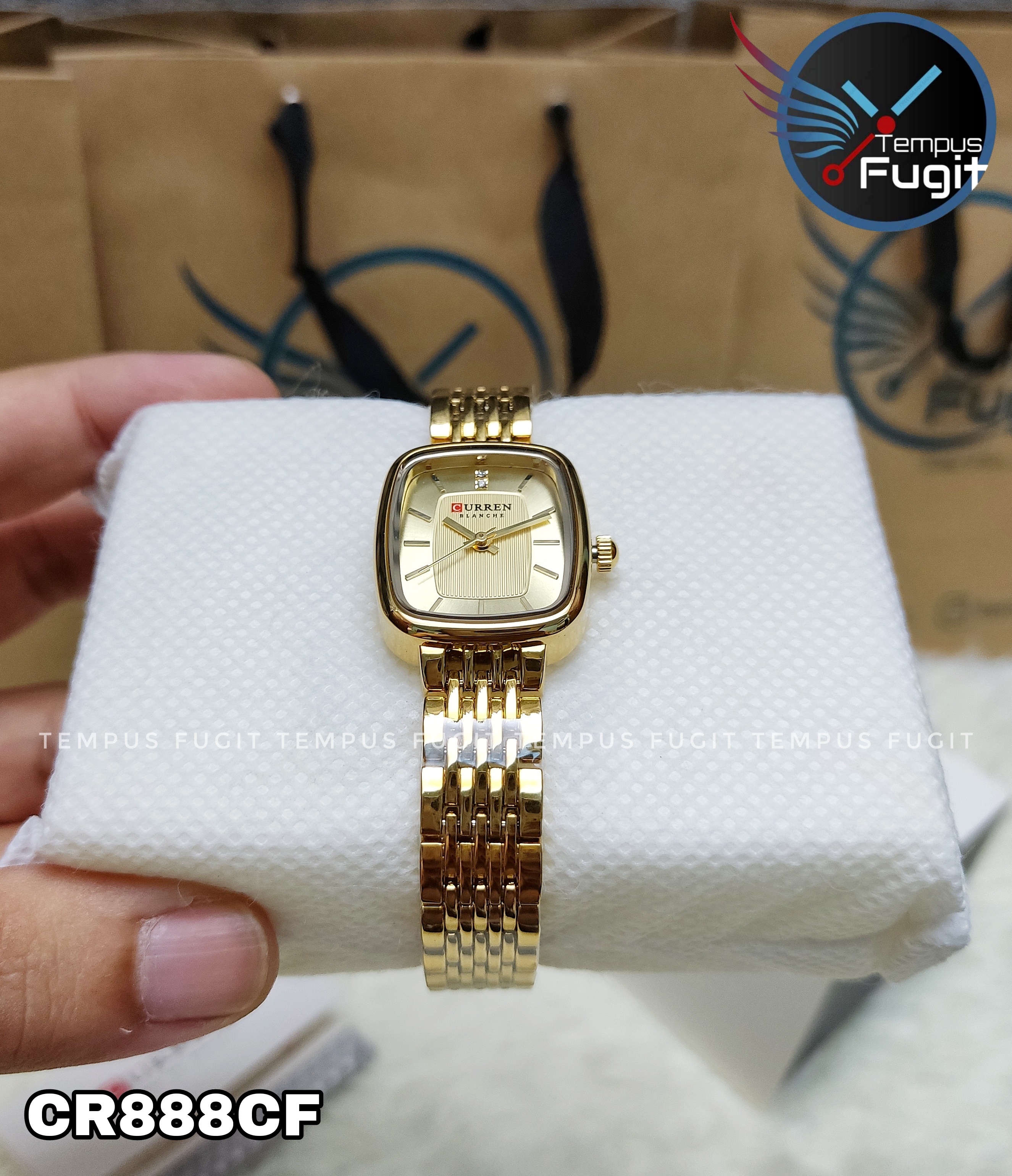 Curren 9093 Ladies Chain Watch- Golden Dial- Golden Bezel- Golden Chain- TF Code CR888CF_img_6