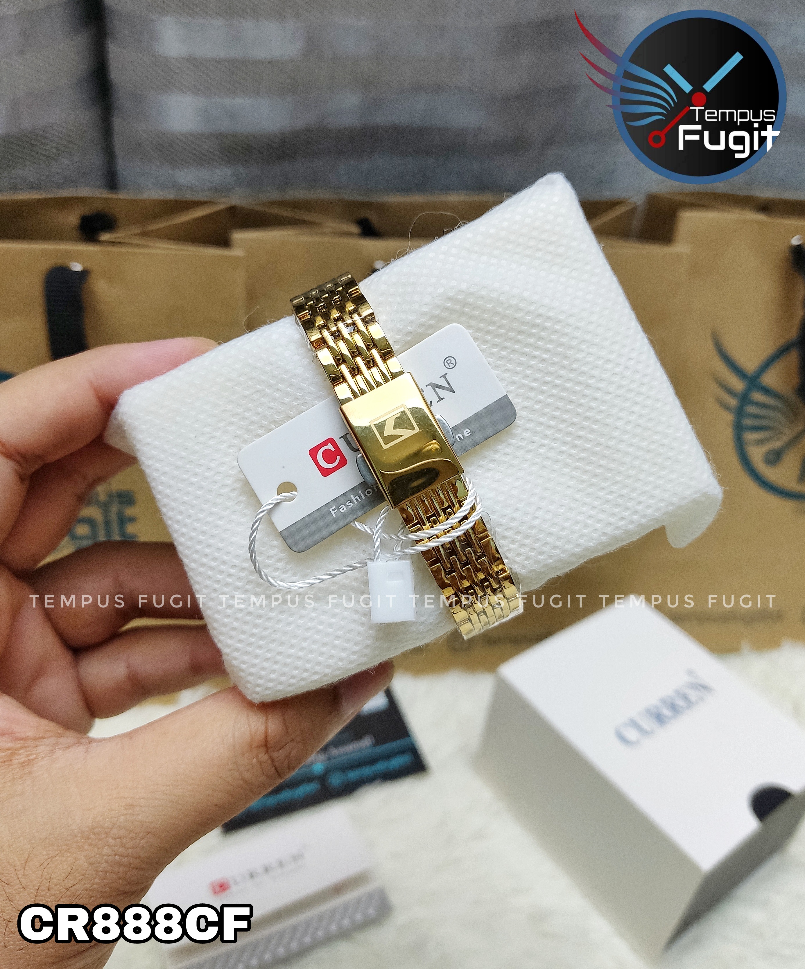 Curren 9093 Ladies Chain Watch- Golden Dial- Golden Bezel- Golden Chain- TF Code CR888CF_img_8